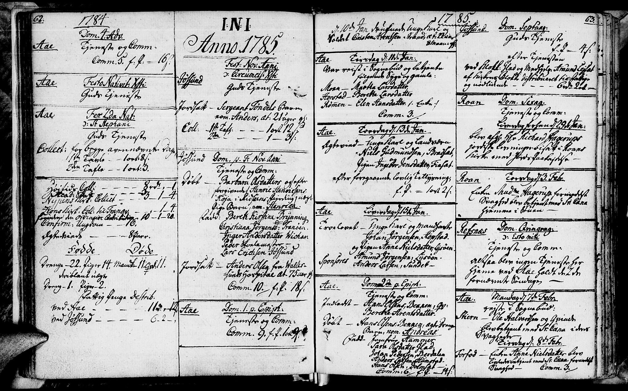 Ministerialprotokoller, klokkerbøker og fødselsregistre - Sør-Trøndelag, SAT/A-1456/655/L0673: Parish register (official) no. 655A02, 1780-1801, p. 62-63
