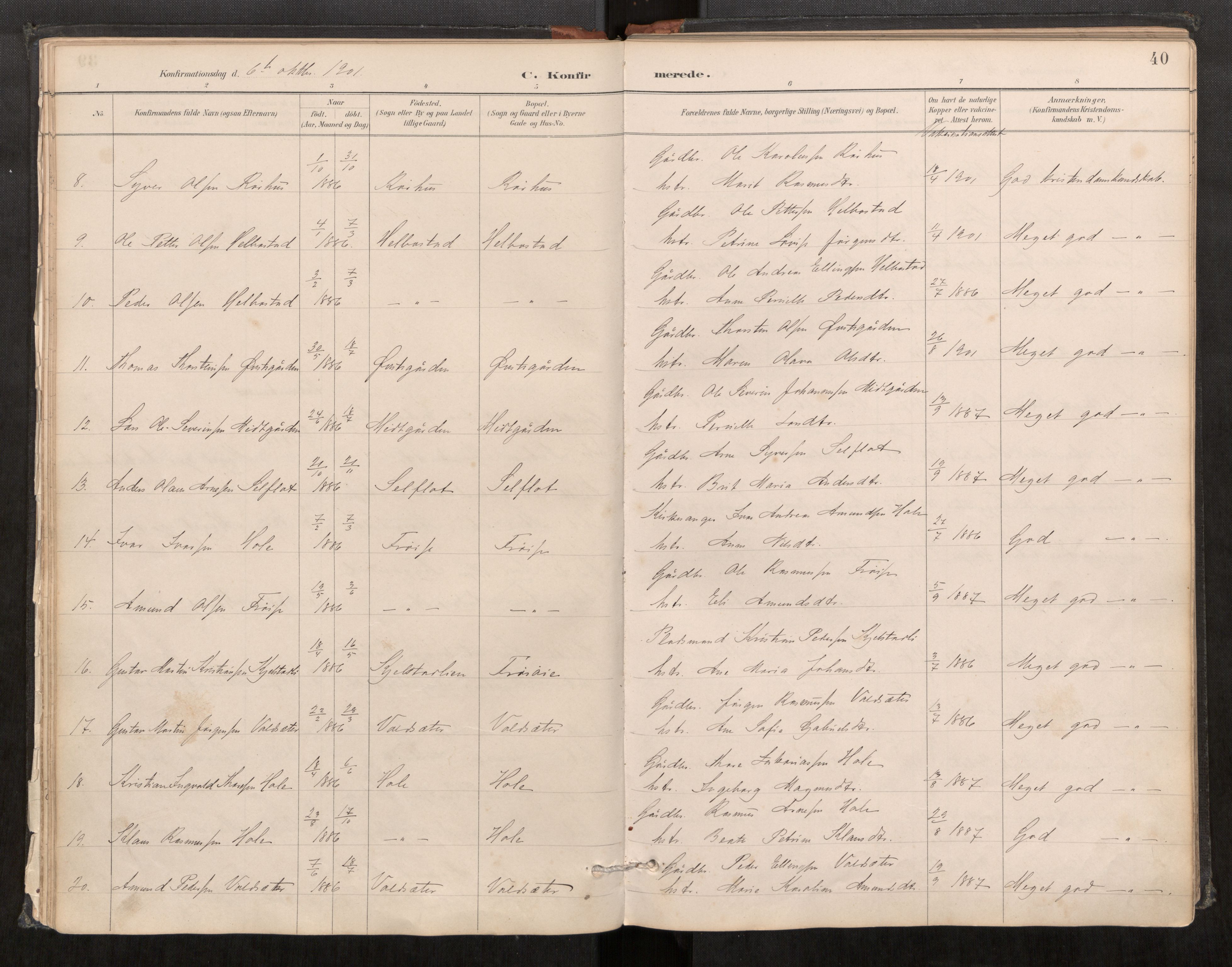 Sunnylven sokneprestkontor, AV/SAT-A-1007: Parish register (official) no. 517A09, 1887-1910, p. 40