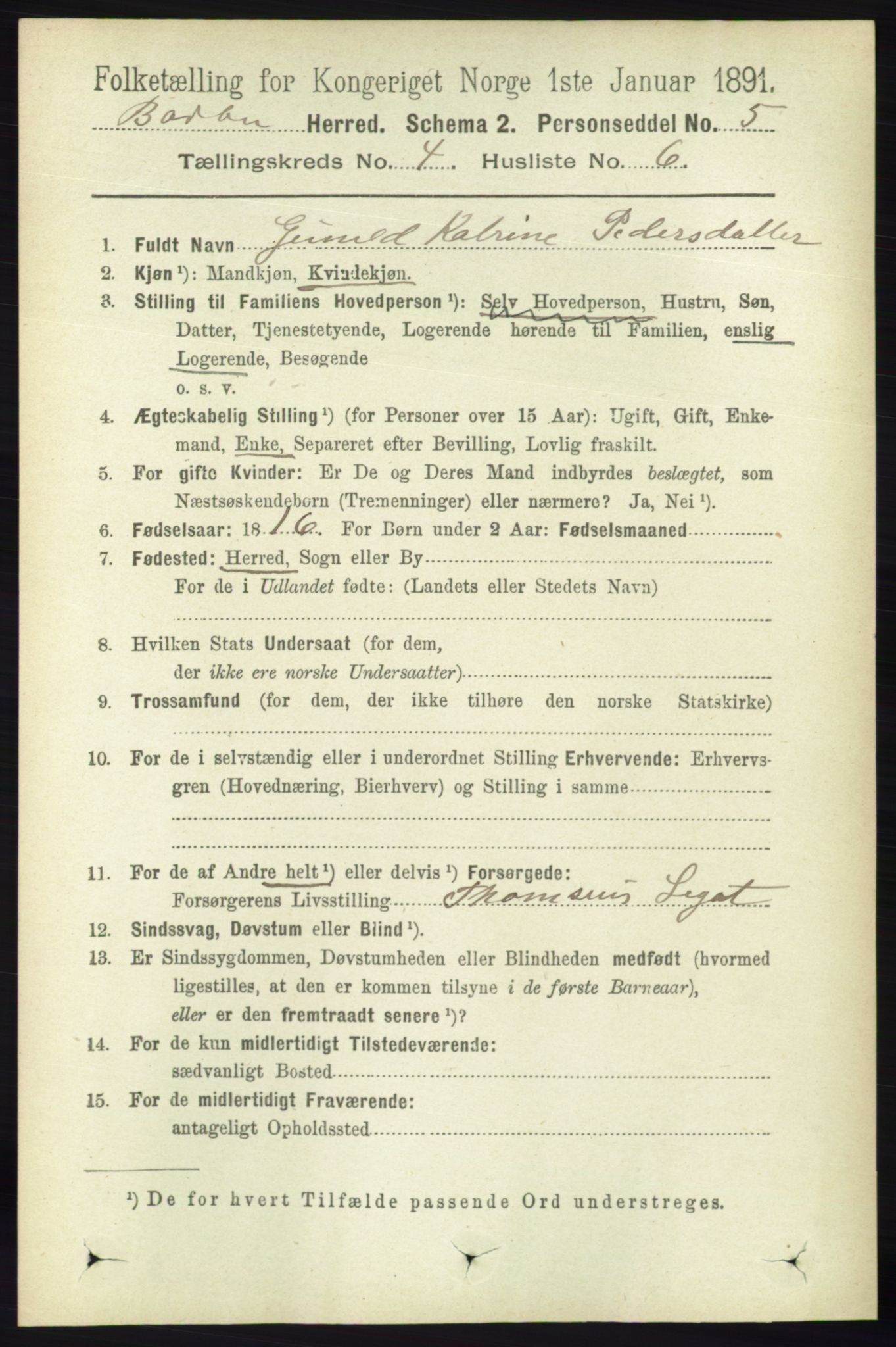 RA, 1891 census for 0990 Barbu, 1891, p. 2481