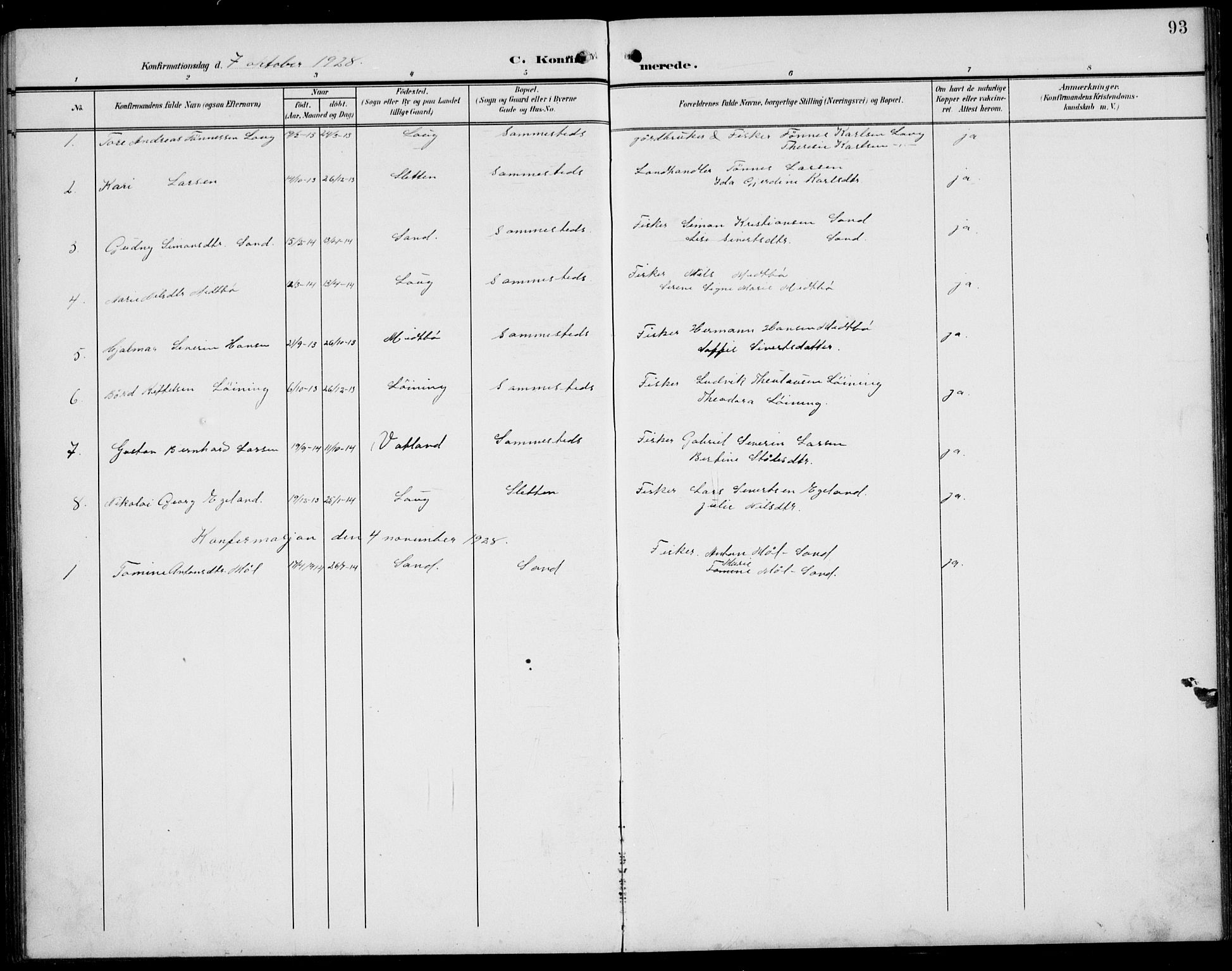 Sokndal sokneprestkontor, SAST/A-101808: Parish register (copy) no. B 7, 1904-1935, p. 93