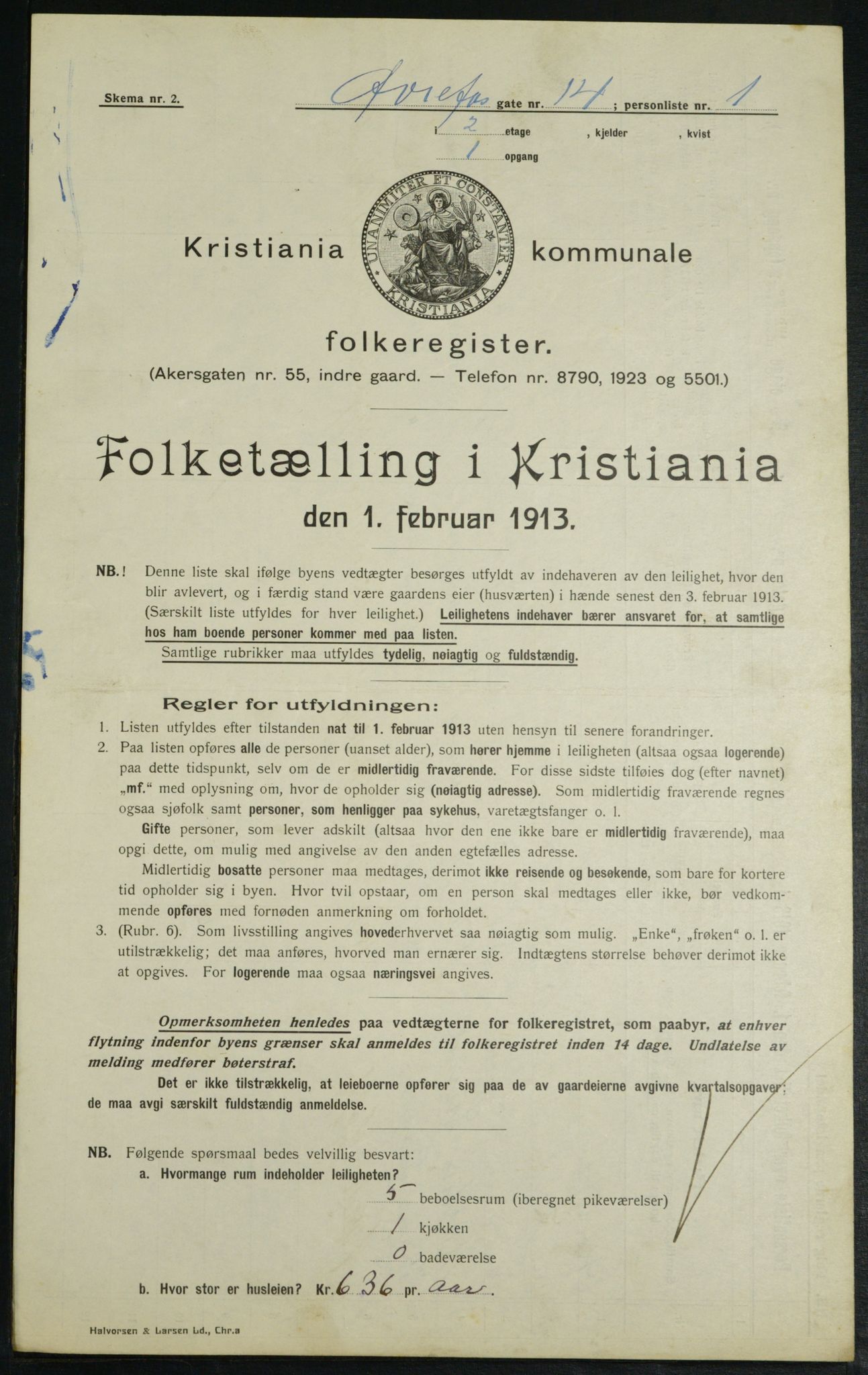 OBA, Municipal Census 1913 for Kristiania, 1913, p. 129677