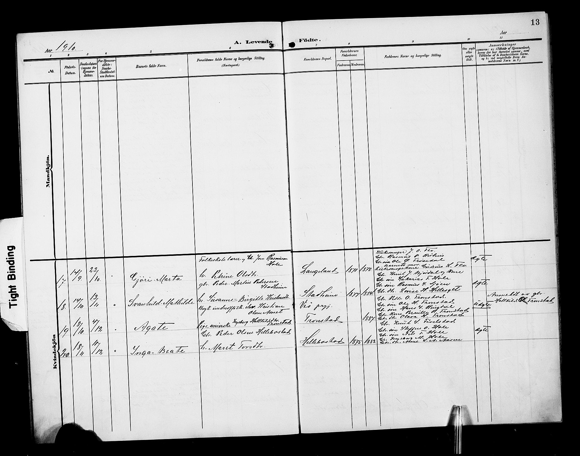 Ministerialprotokoller, klokkerbøker og fødselsregistre - Møre og Romsdal, AV/SAT-A-1454/517/L0231: Parish register (copy) no. 517C04, 1904-1918, p. 13