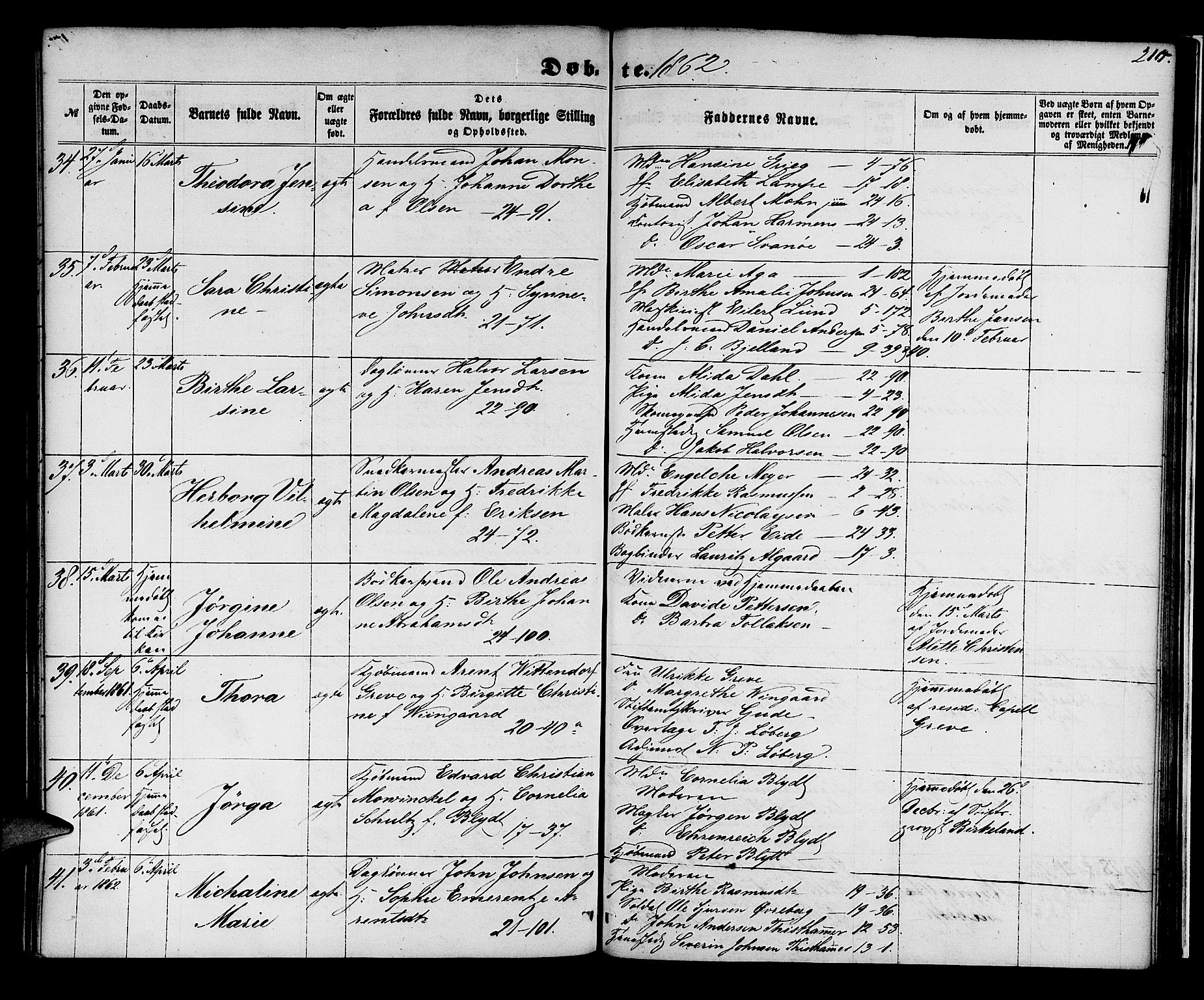 Korskirken sokneprestembete, SAB/A-76101/H/Hab: Parish register (copy) no. B 4, 1858-1863, p. 210