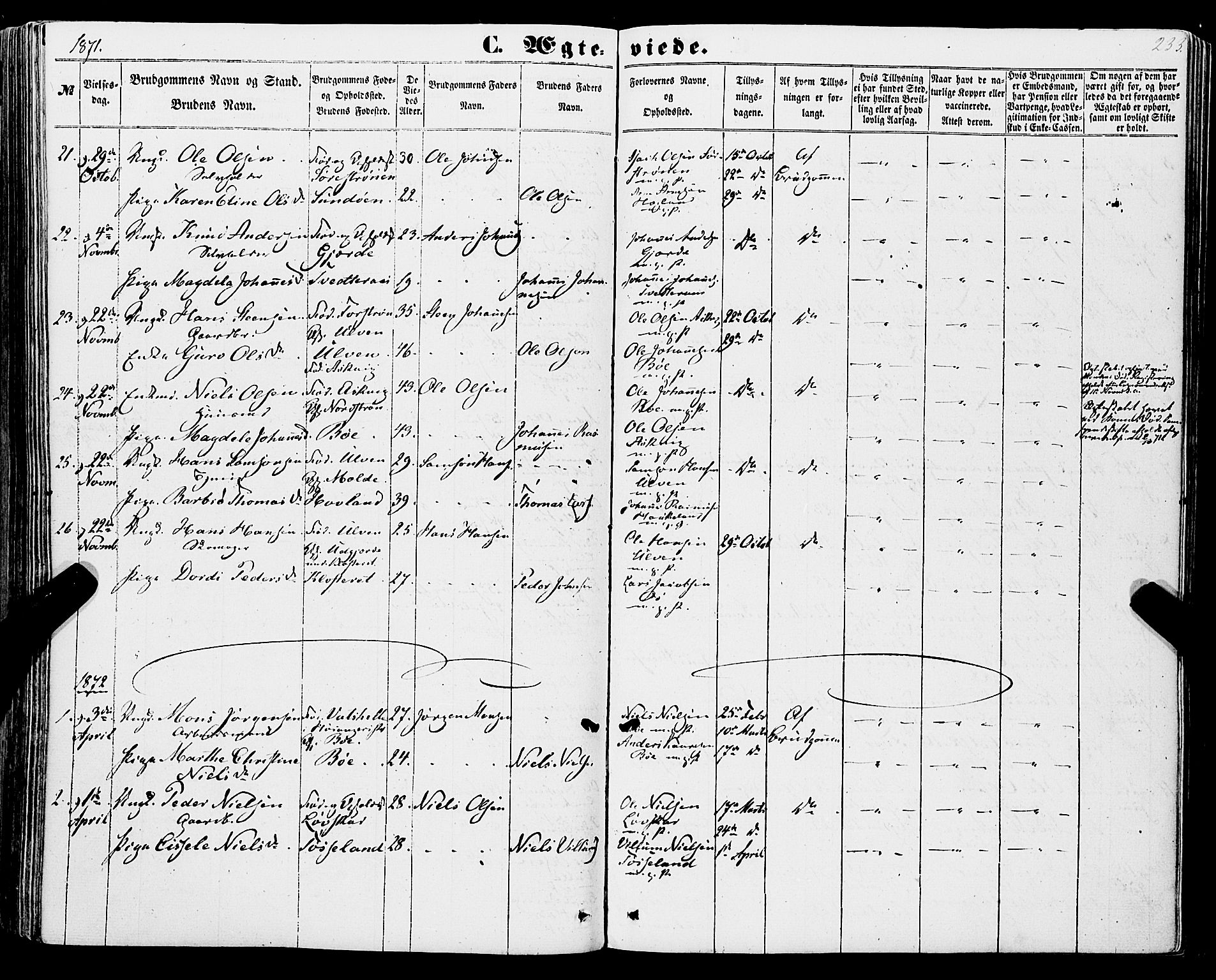 Os sokneprestembete, AV/SAB-A-99929: Parish register (official) no. A 17, 1860-1873, p. 233