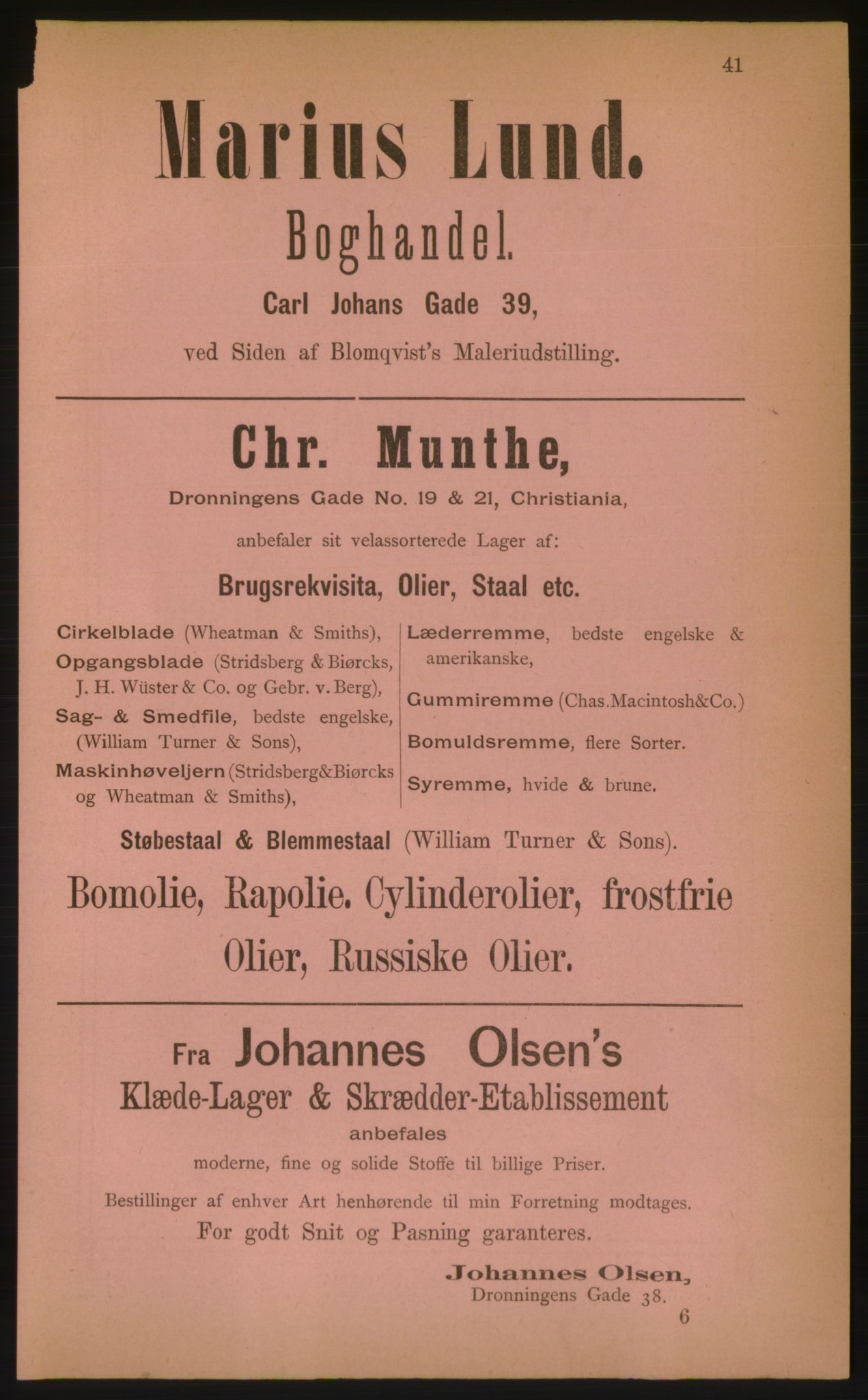 Kristiania/Oslo adressebok, PUBL/-, 1884, p. 41