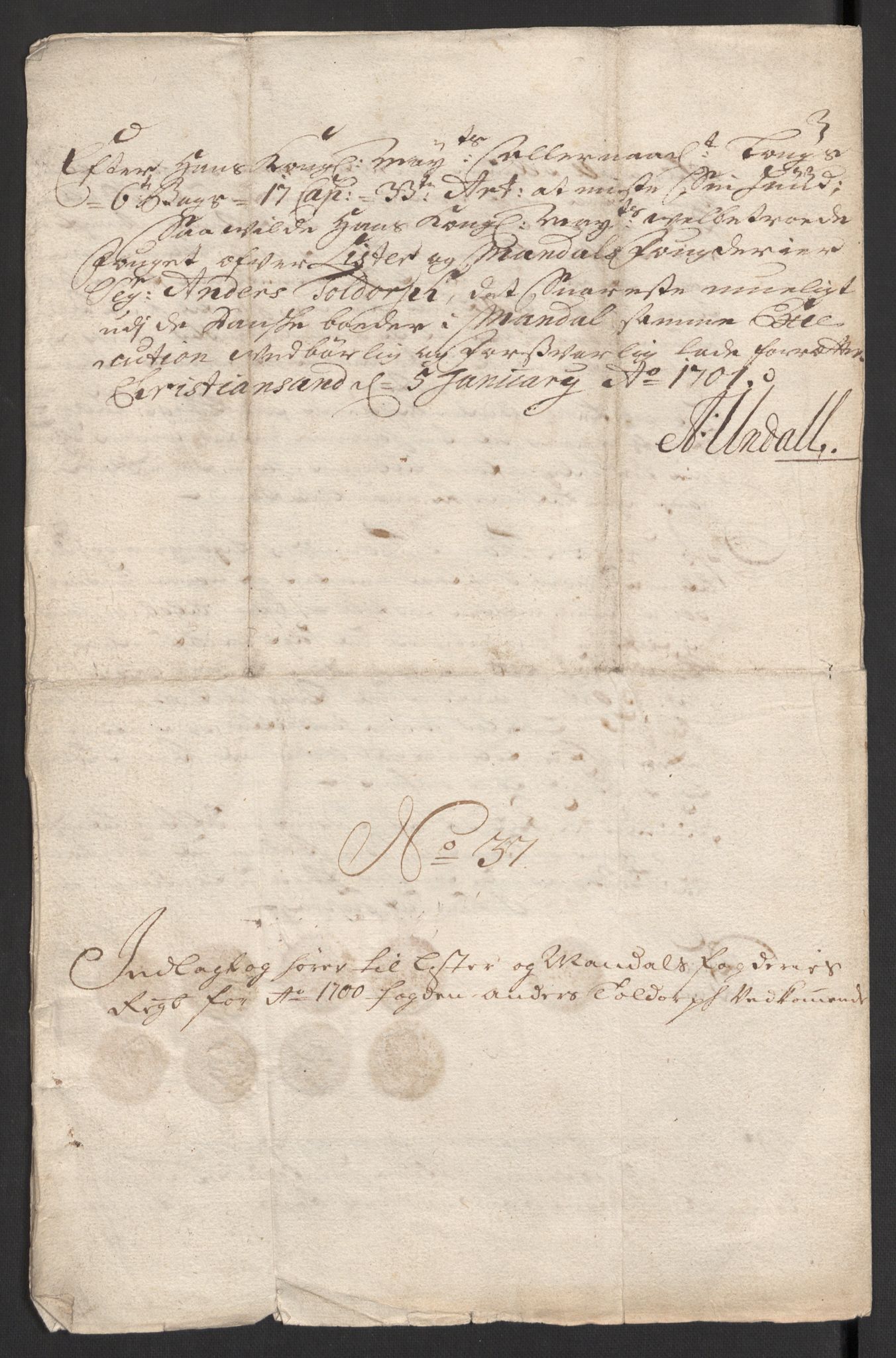 Rentekammeret inntil 1814, Reviderte regnskaper, Fogderegnskap, AV/RA-EA-4092/R43/L2548: Fogderegnskap Lista og Mandal, 1700, p. 271