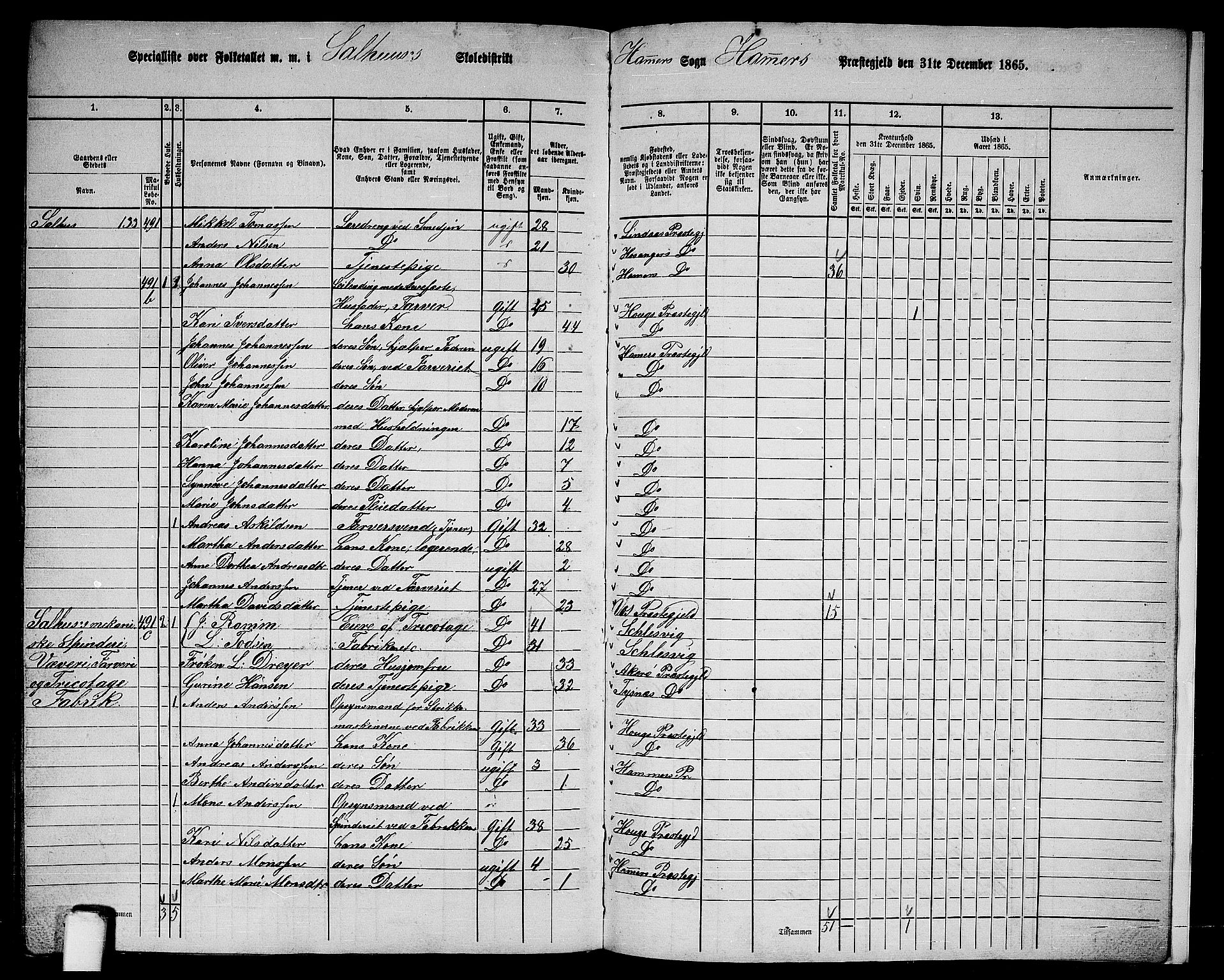 RA, 1865 census for Hamre, 1865, p. 221