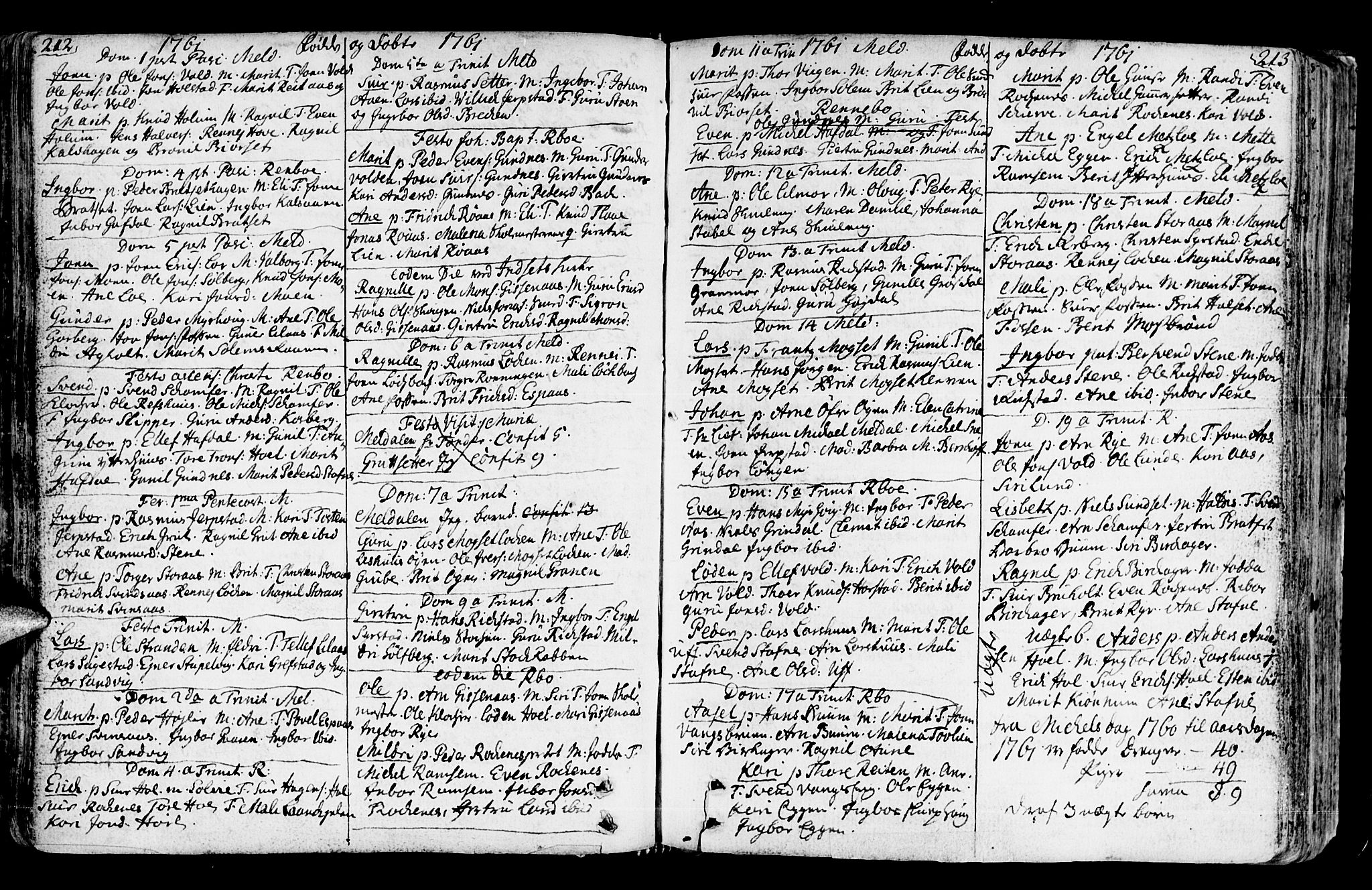 Ministerialprotokoller, klokkerbøker og fødselsregistre - Sør-Trøndelag, SAT/A-1456/672/L0851: Parish register (official) no. 672A04, 1751-1775, p. 212-213
