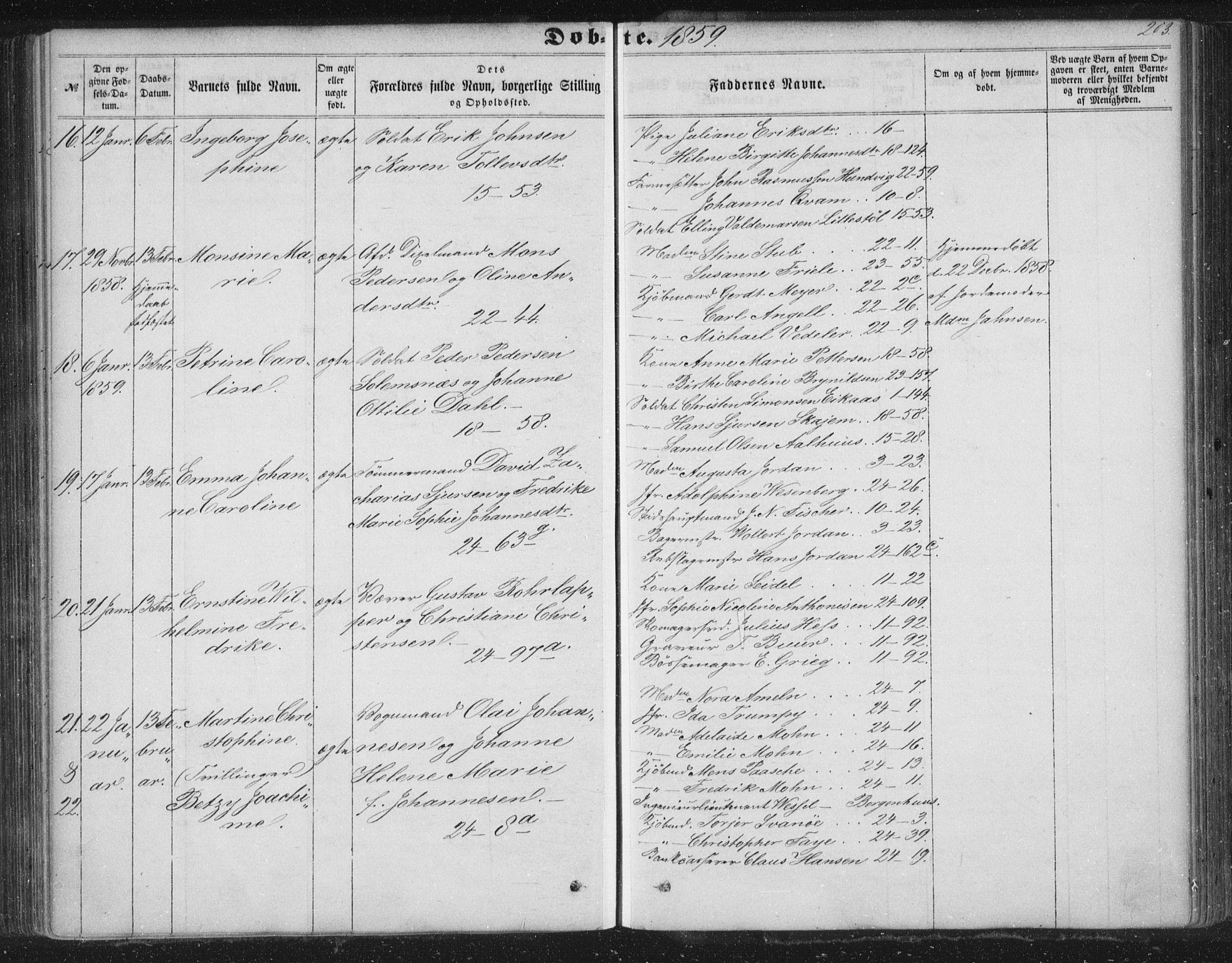 Korskirken sokneprestembete, SAB/A-76101/H/Haa/L0018: Parish register (official) no. B 4, 1857-1866, p. 203