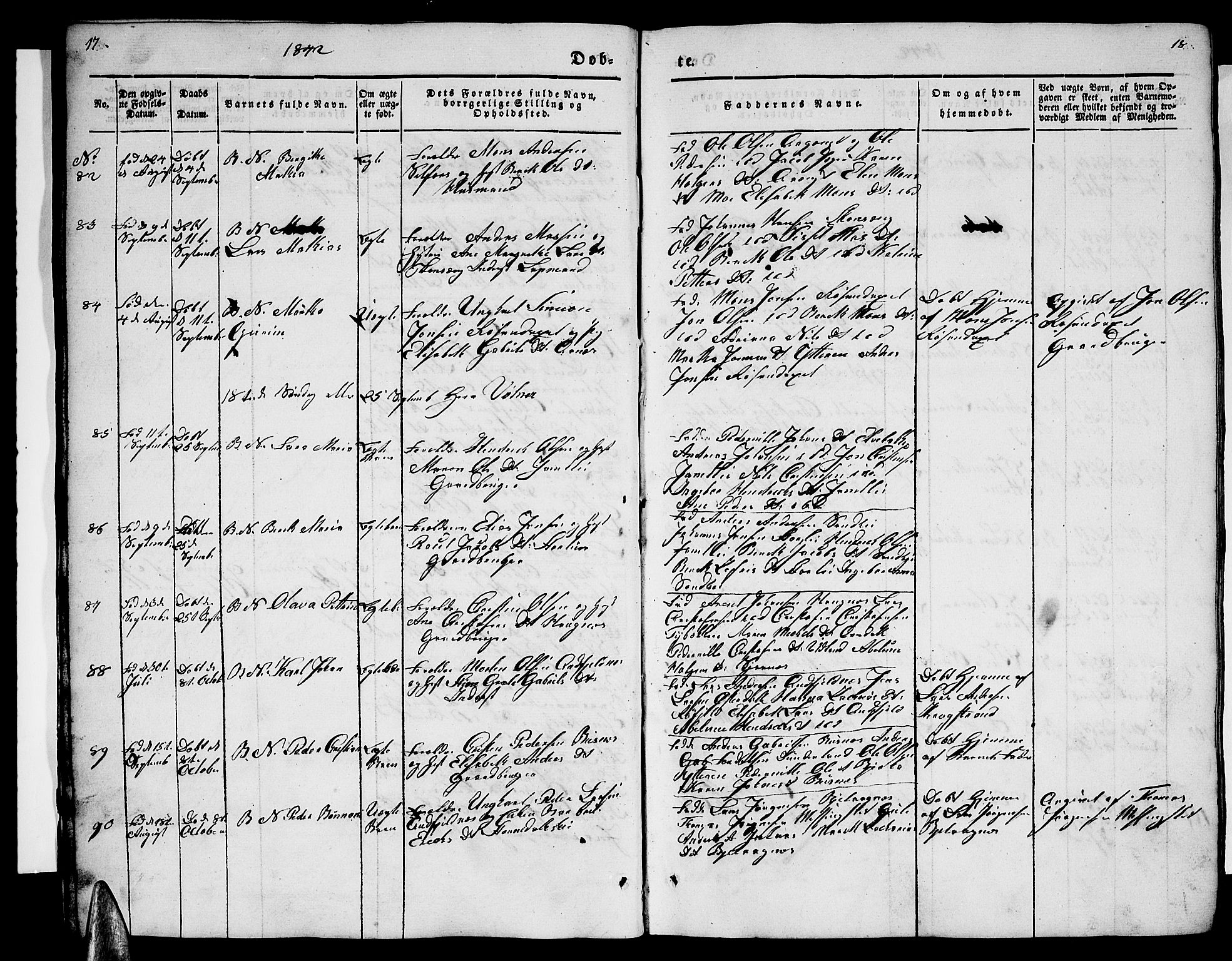 Ministerialprotokoller, klokkerbøker og fødselsregistre - Nordland, AV/SAT-A-1459/827/L0413: Parish register (copy) no. 827C02, 1842-1852, p. 17-18