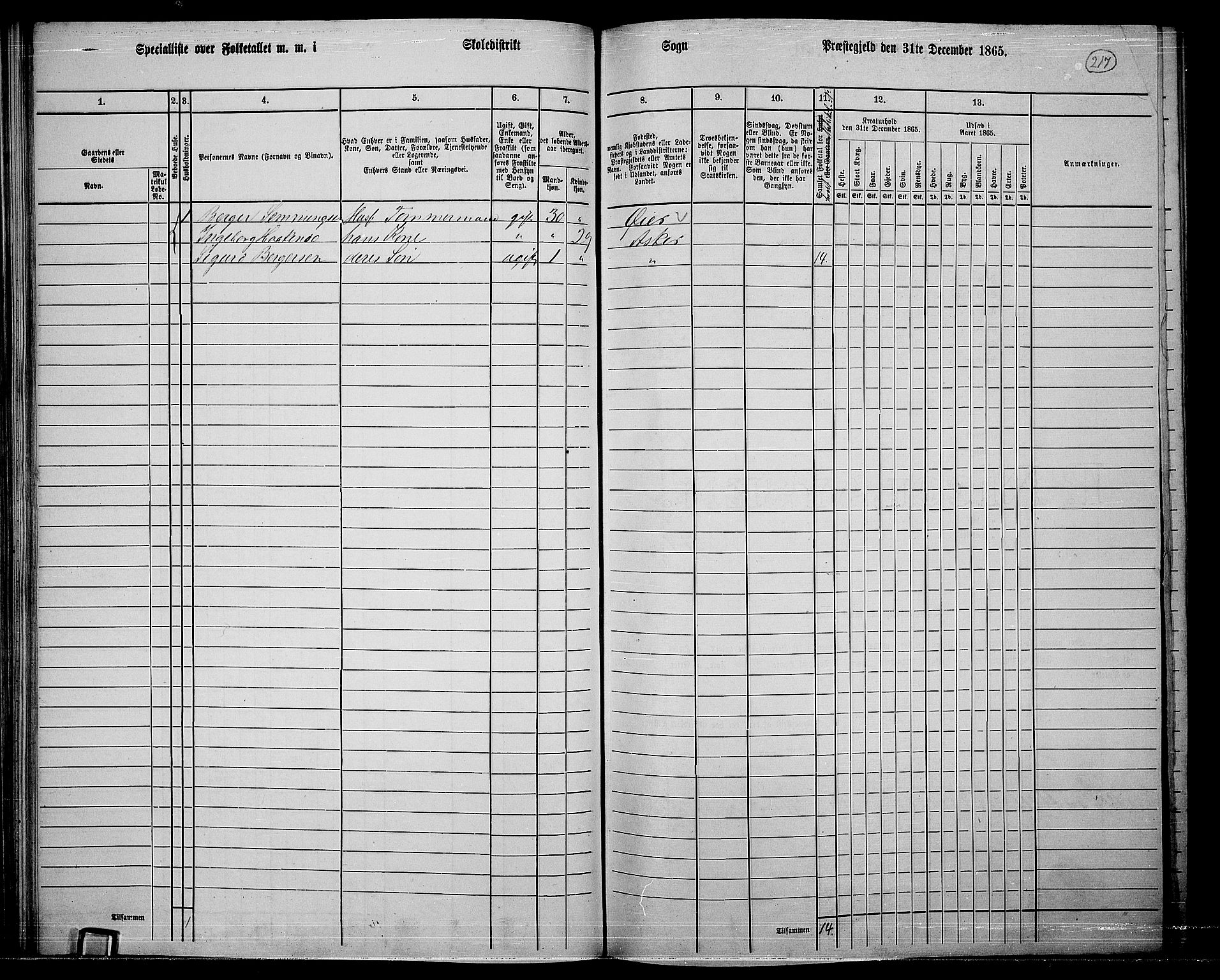 RA, 1865 census for Asker, 1865, p. 209