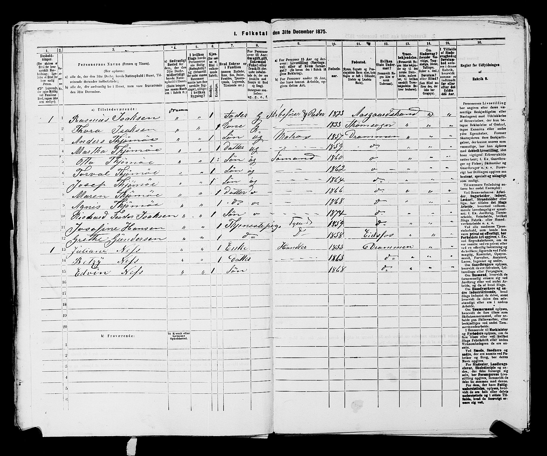 SAKO, 1875 census for 0602 Drammen, 1875, p. 3385
