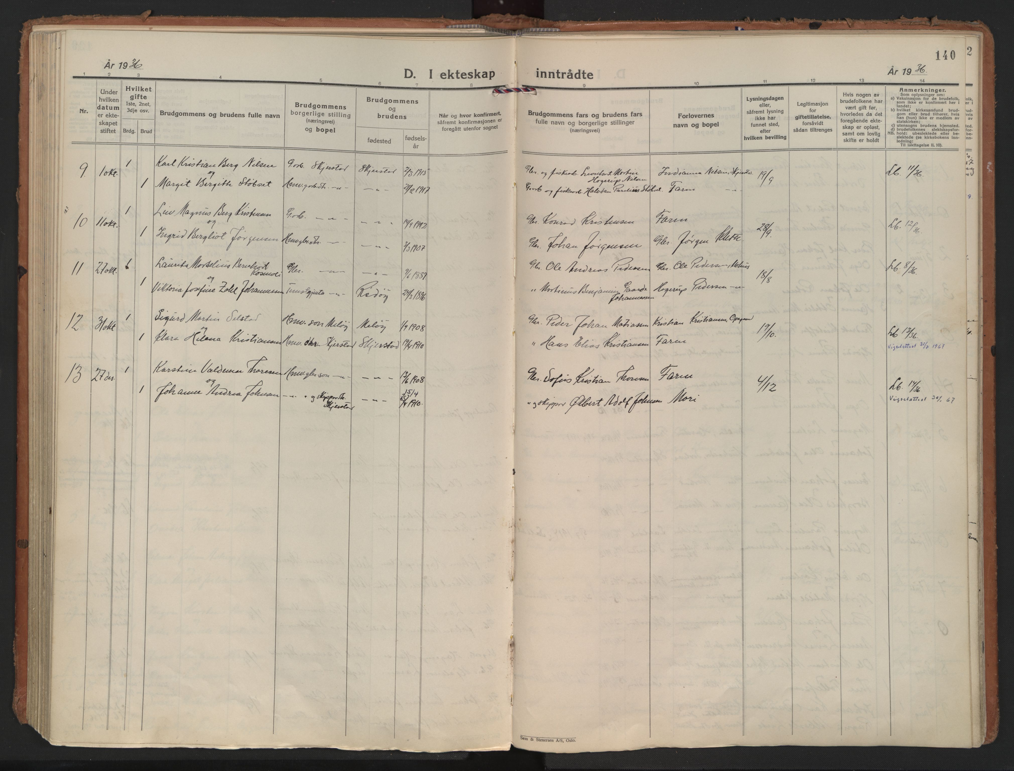 Ministerialprotokoller, klokkerbøker og fødselsregistre - Nordland, SAT/A-1459/852/L0749: Parish register (official) no. 852A19, 1933-1951, p. 140