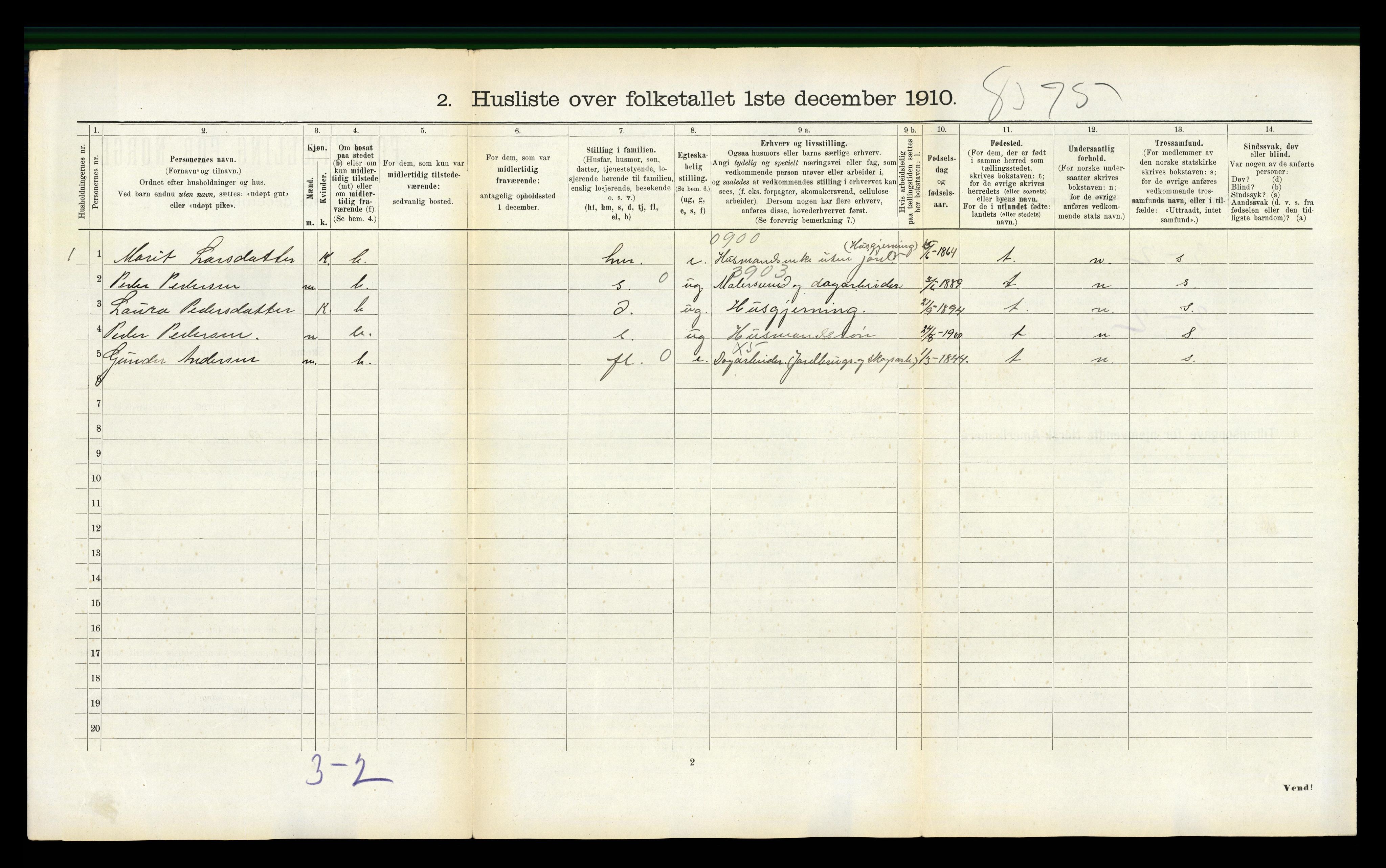 RA, 1910 census for Straumsnes, 1910, p. 378