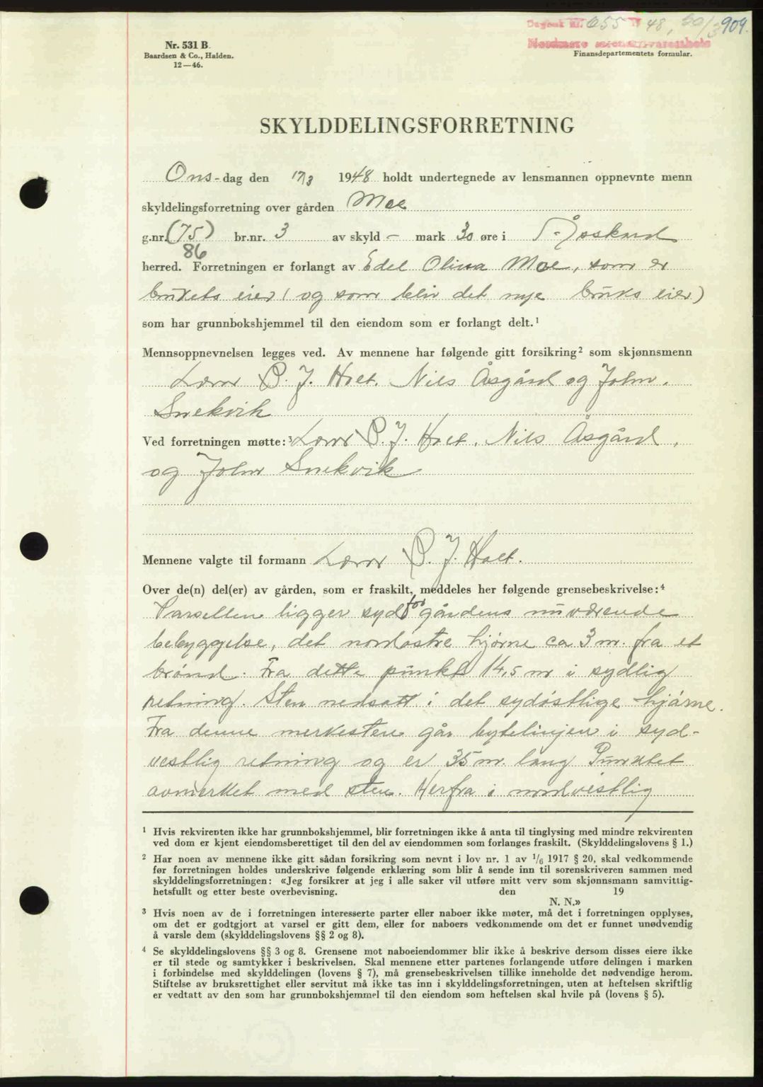 Nordmøre sorenskriveri, AV/SAT-A-4132/1/2/2Ca: Mortgage book no. A107, 1947-1948, Diary no: : 655/1948