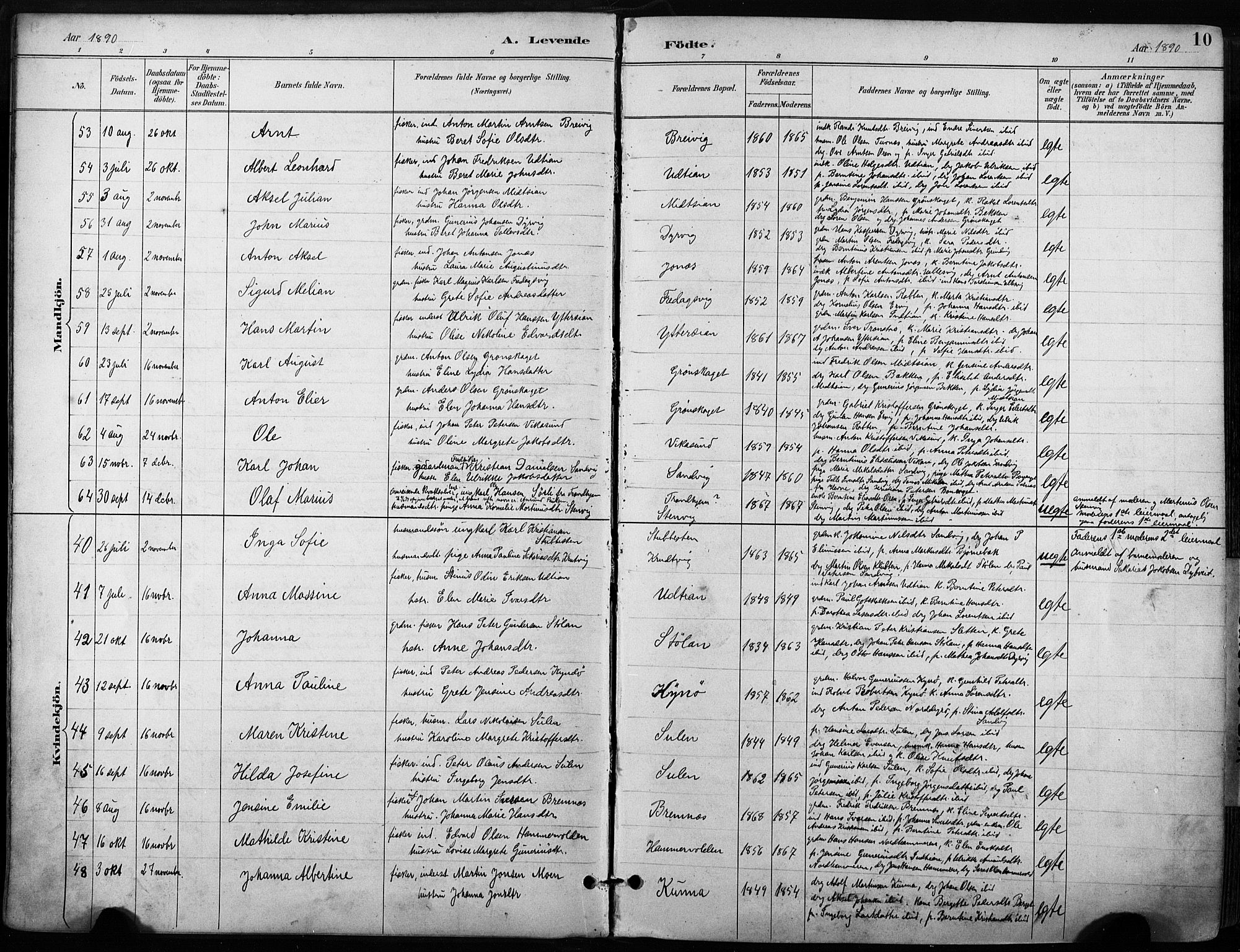 Ministerialprotokoller, klokkerbøker og fødselsregistre - Sør-Trøndelag, SAT/A-1456/640/L0579: Parish register (official) no. 640A04, 1889-1902, p. 10