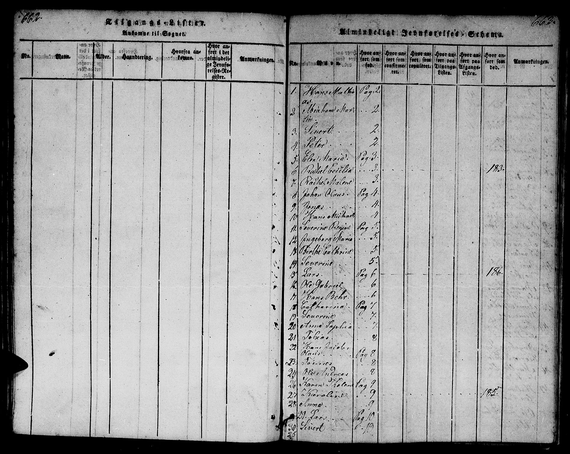 Flekkefjord sokneprestkontor, SAK/1111-0012/F/Fa/Fab/L0003: Parish register (official) no. A 3, 1815-1830, p. 662-663