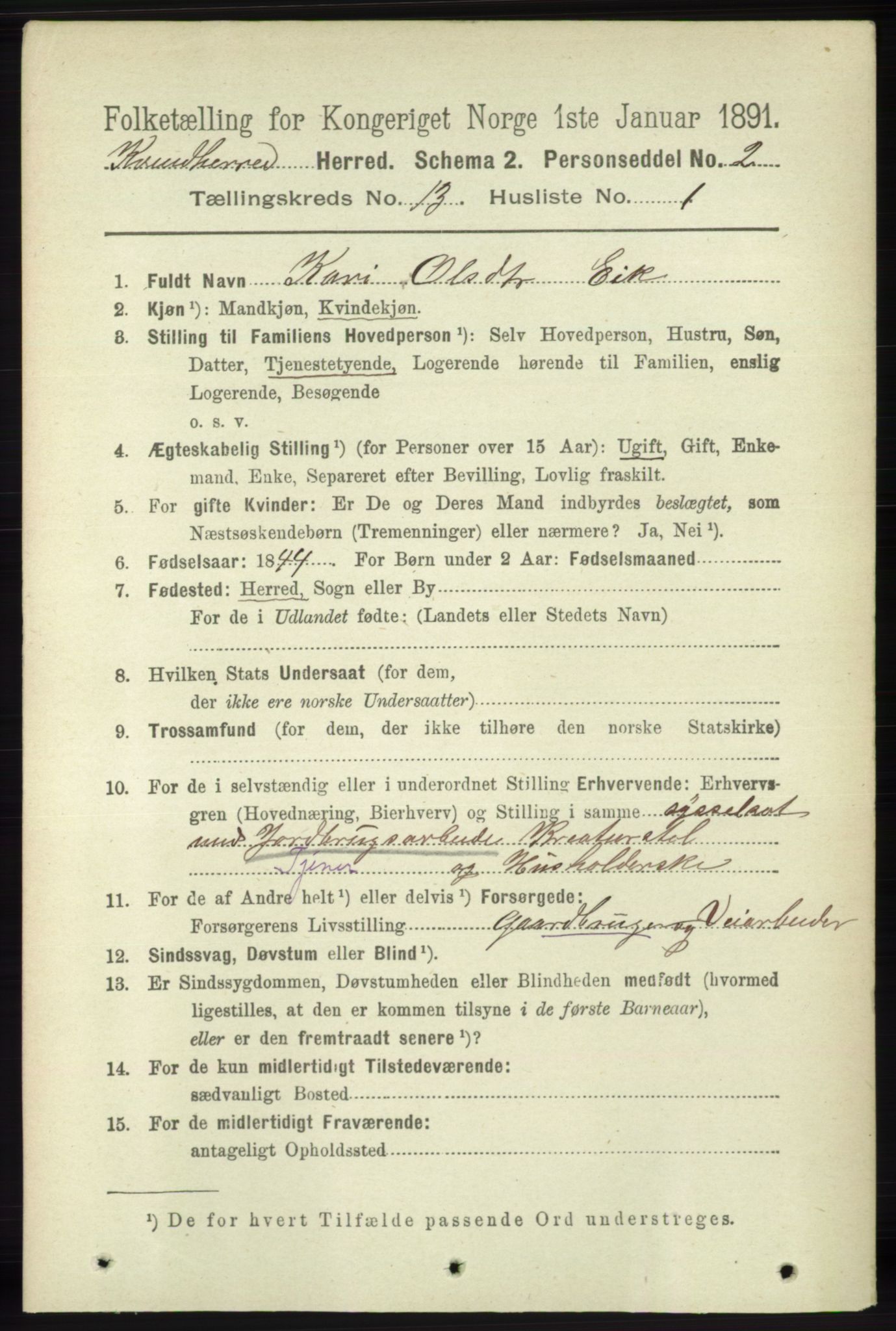 RA, 1891 census for 1224 Kvinnherad, 1891, p. 4269