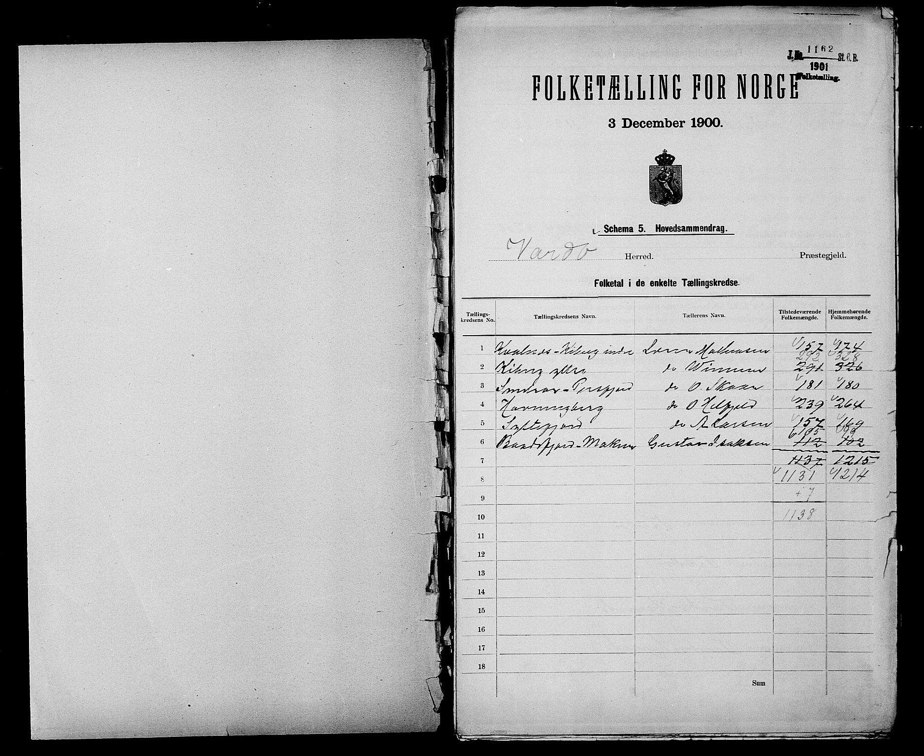 SATØ, 1900 census for Vardø, 1900, p. 2