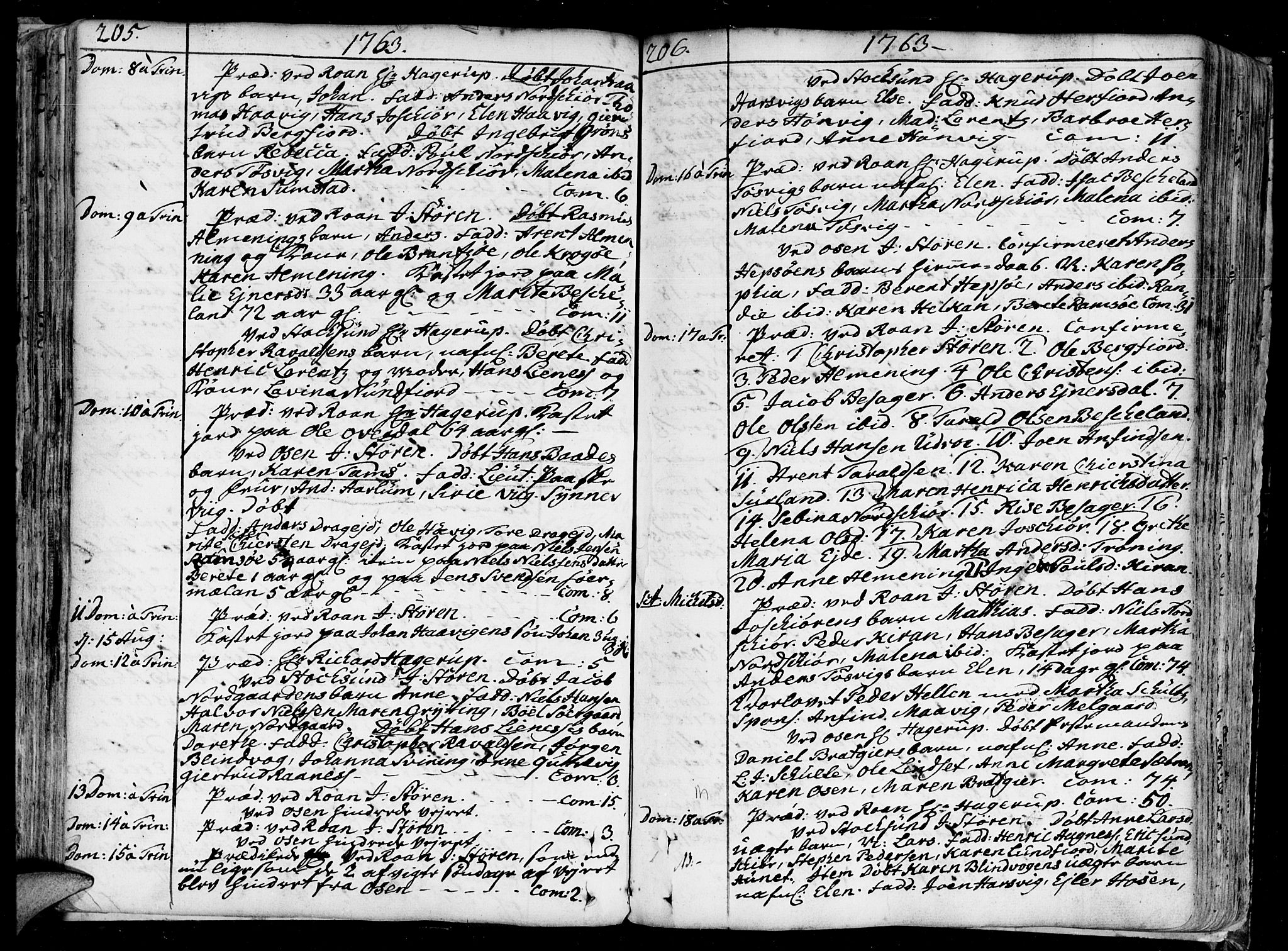 Ministerialprotokoller, klokkerbøker og fødselsregistre - Sør-Trøndelag, SAT/A-1456/657/L0700: Parish register (official) no. 657A01, 1732-1801, p. 205-206