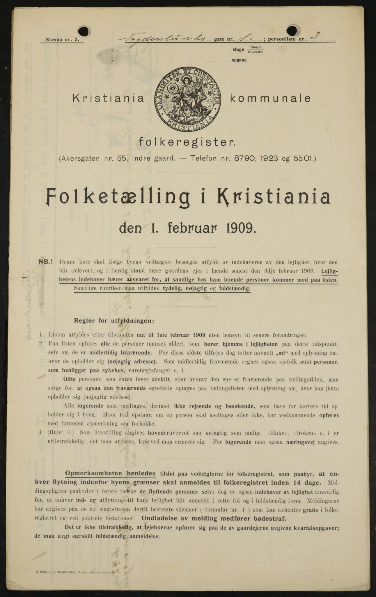 OBA, Municipal Census 1909 for Kristiania, 1909, p. 25442