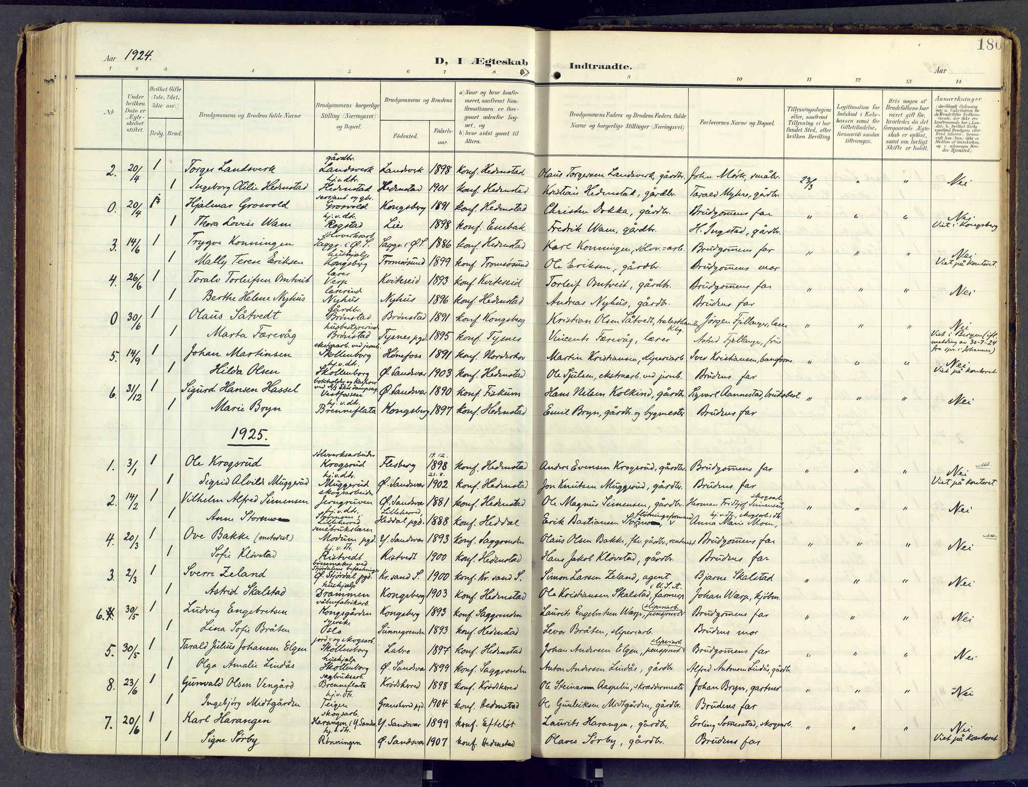 Sandsvær kirkebøker, SAKO/A-244/F/Fd/L0002: Parish register (official) no. IV 2, 1906-1943, p. 180
