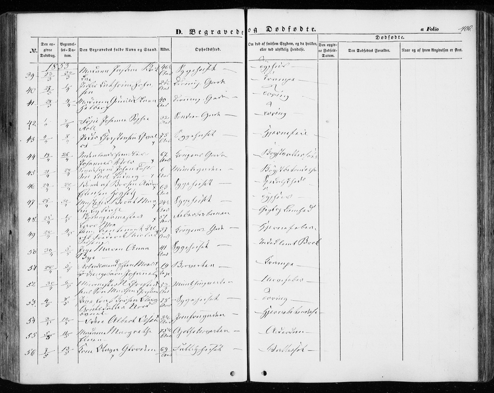 Ministerialprotokoller, klokkerbøker og fødselsregistre - Sør-Trøndelag, SAT/A-1456/601/L0051: Parish register (official) no. 601A19, 1848-1857, p. 406