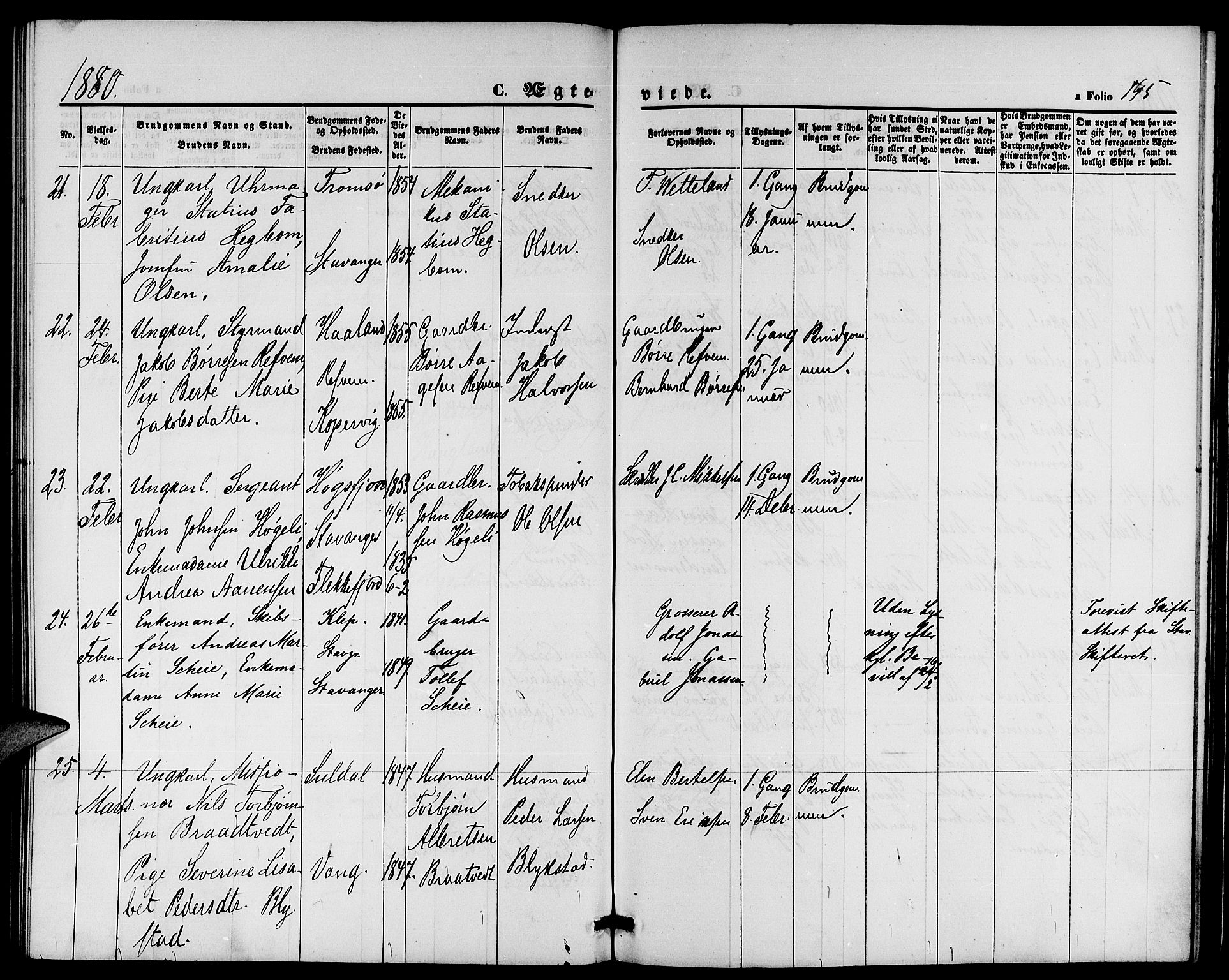 St. Petri sokneprestkontor, AV/SAST-A-101813/001/30/30BB/L0002: Parish register (copy) no. B 2, 1865-1885, p. 195