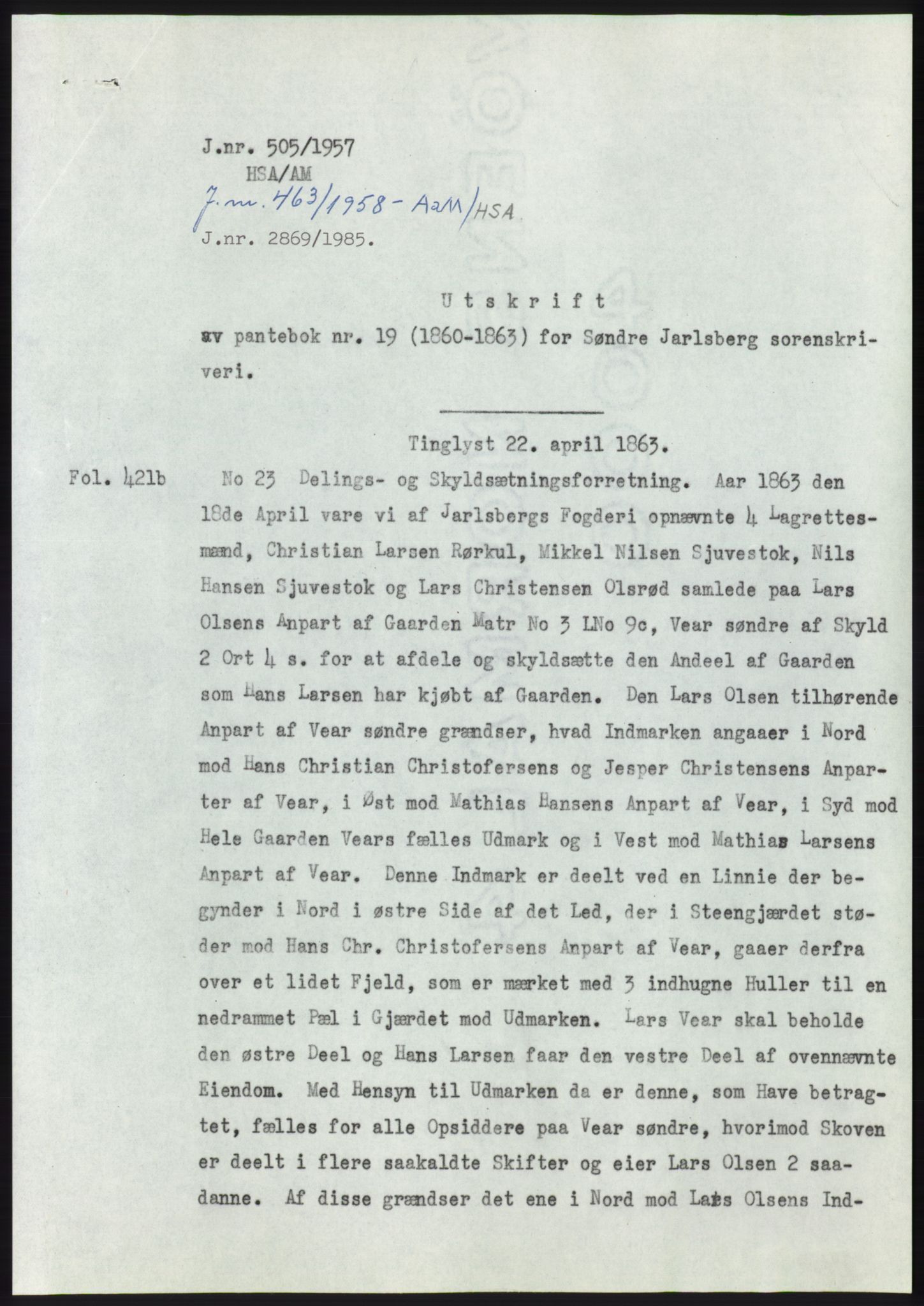 Statsarkivet i Kongsberg, AV/SAKO-A-0001/E/Ee/L0009: Avskrifter, SAO jnr. 354/1957 - 770/1957, 1957, p. 167