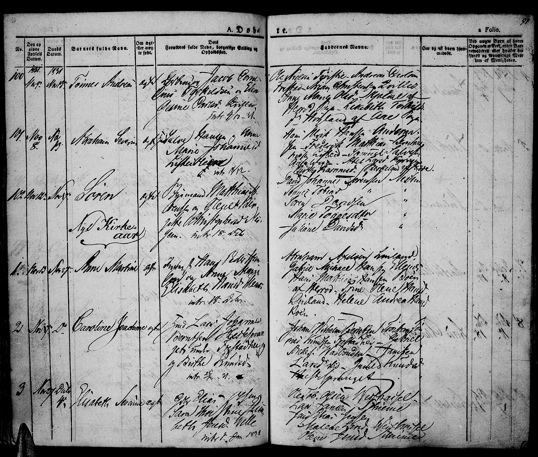 Lista sokneprestkontor, AV/SAK-1111-0027/F/Fa/L0008: Parish register (official) no. A 8, 1823-1835, p. 97