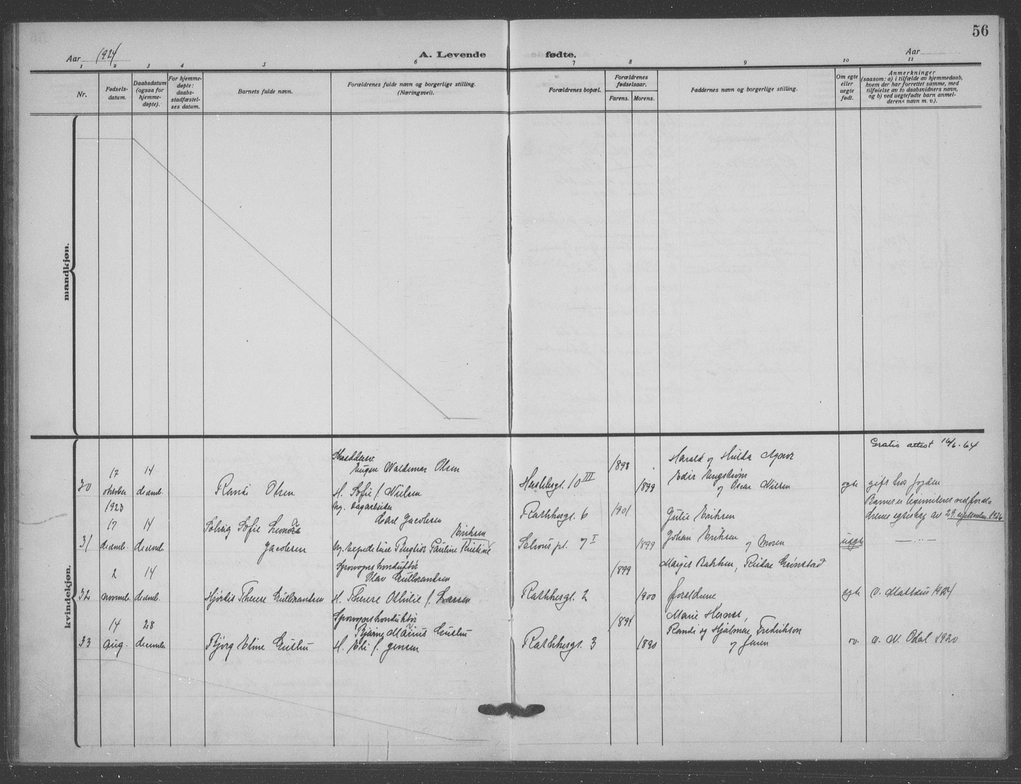 Matteus prestekontor Kirkebøker, AV/SAO-A-10870/F/Fa/L0001: Parish register (official) no. 1, 1917-1938, p. 56