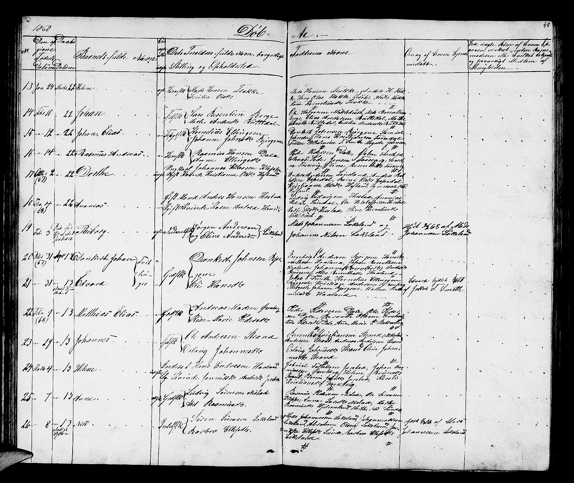 Fjaler sokneprestembete, SAB/A-79801/H/Hab/Habc/L0001: Parish register (copy) no. C 1, 1852-1878, p. 49