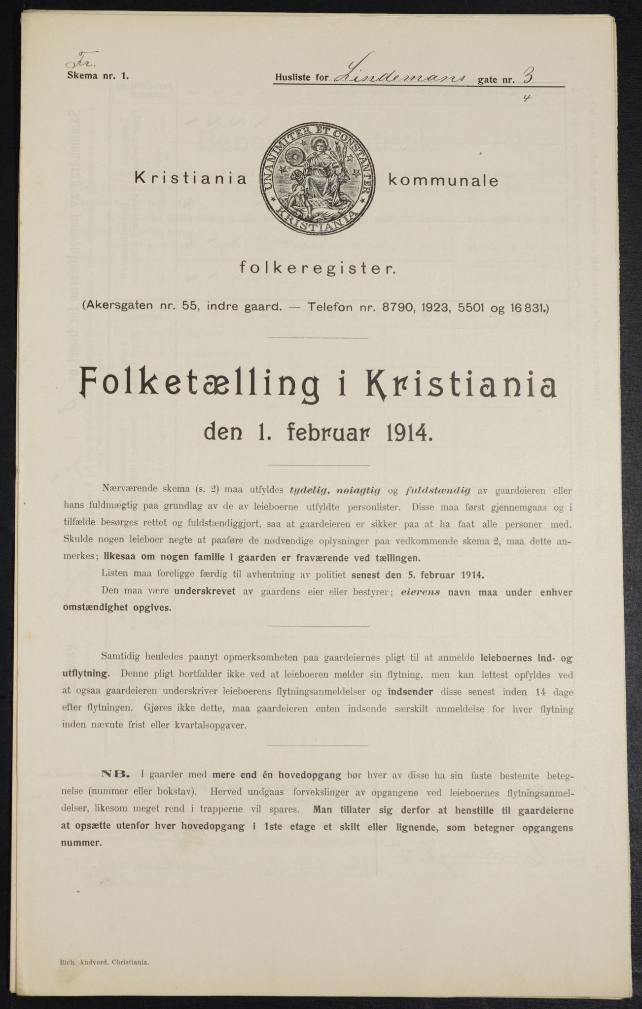 OBA, Municipal Census 1914 for Kristiania, 1914, p. 57535