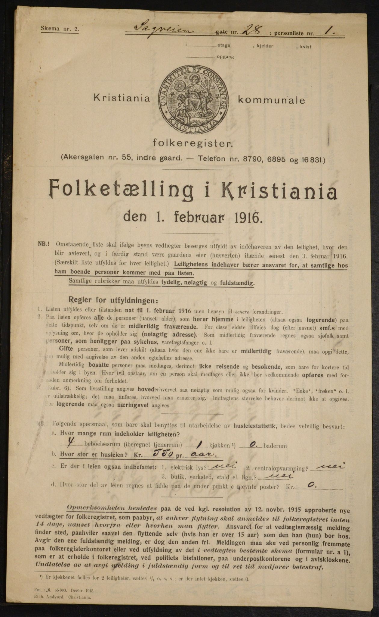 OBA, Municipal Census 1916 for Kristiania, 1916, p. 88871