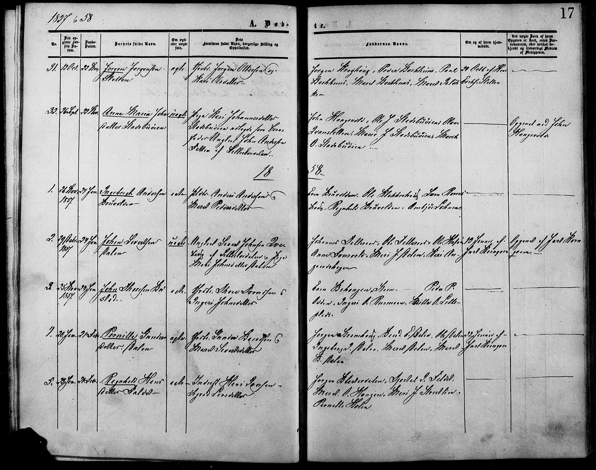 Lesja prestekontor, SAH/PREST-068/H/Ha/Haa/L0007: Parish register (official) no. 7, 1854-1862, p. 17