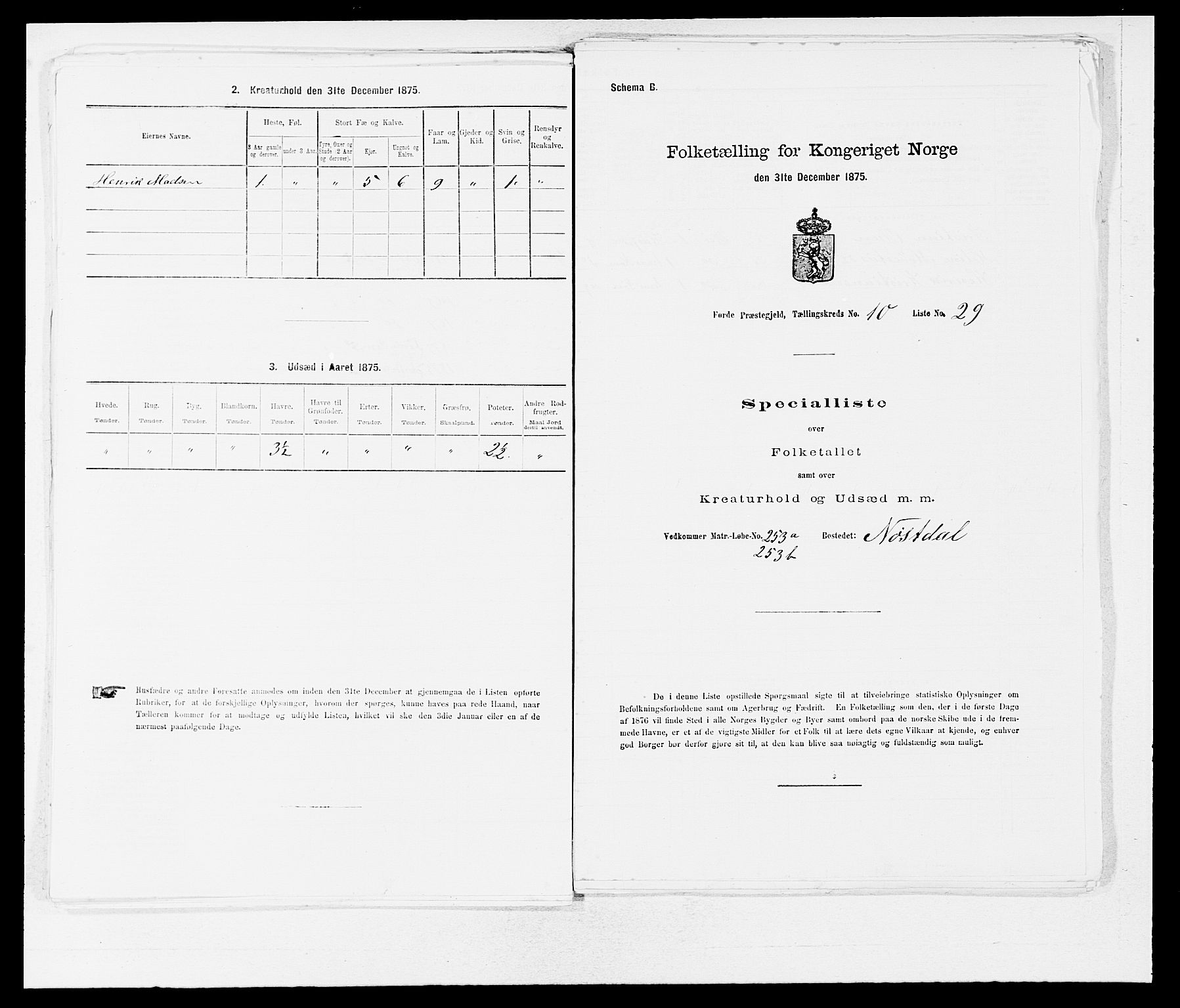 SAB, 1875 census for 1432P Førde, 1875, p. 1219