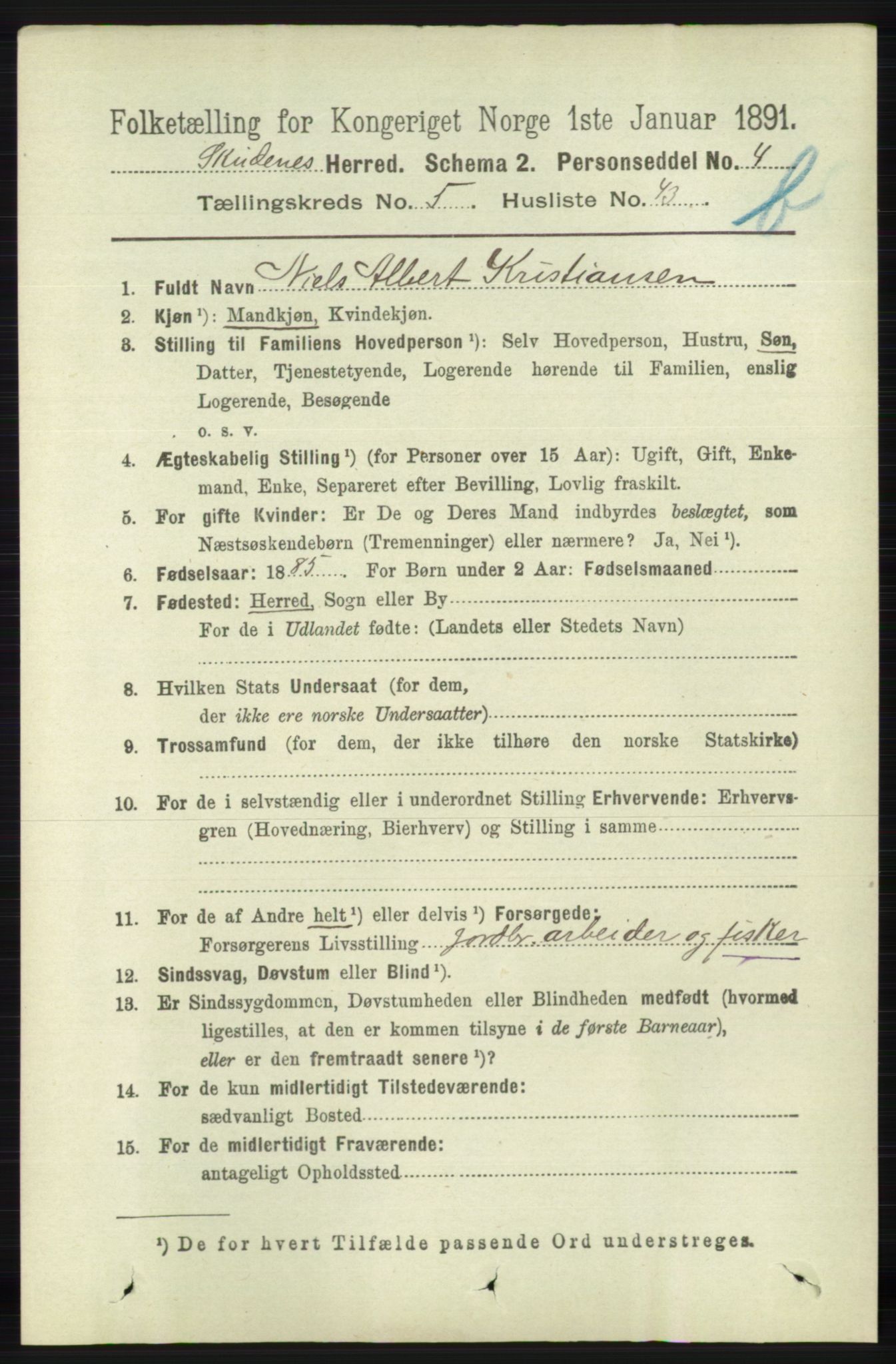 RA, 1891 census for 1150 Skudenes, 1891, p. 5454