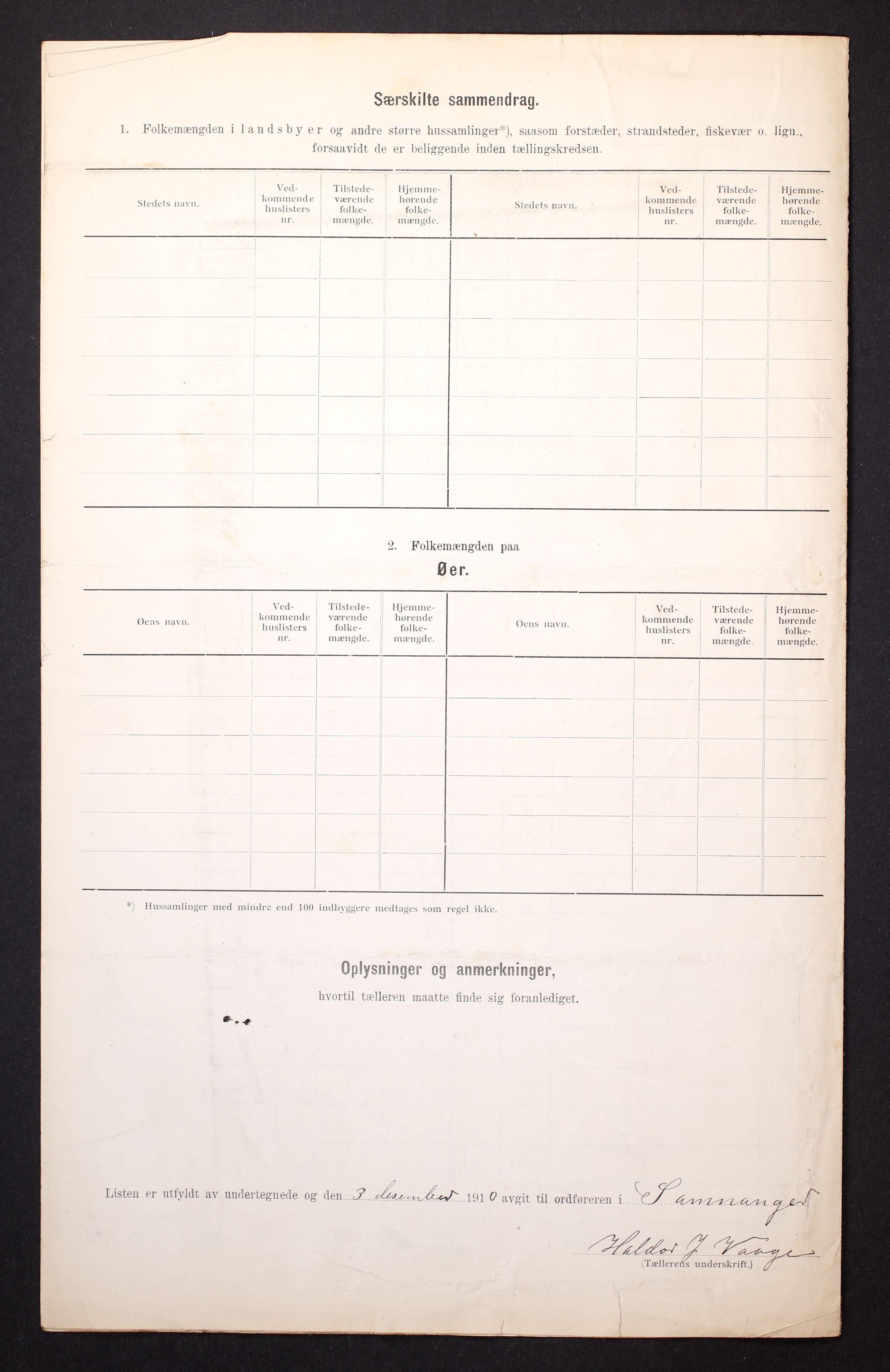 RA, 1910 census for Samnanger, 1910, p. 6