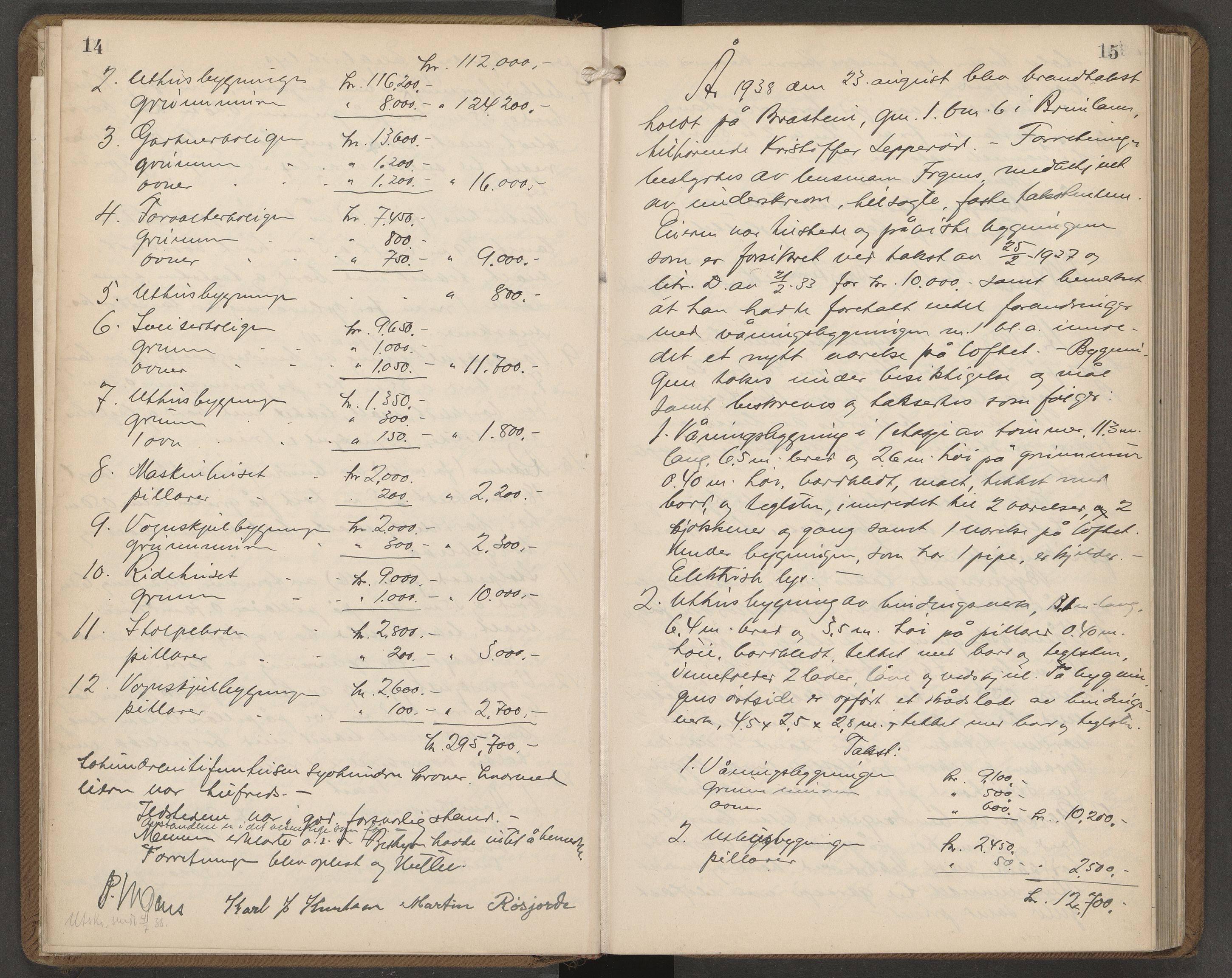 Brunlanes lensmannskontor, AV/SAKO-A-535/Y/Yb/Yba/L0006: Branntakstprotokoll, 1938-1945
