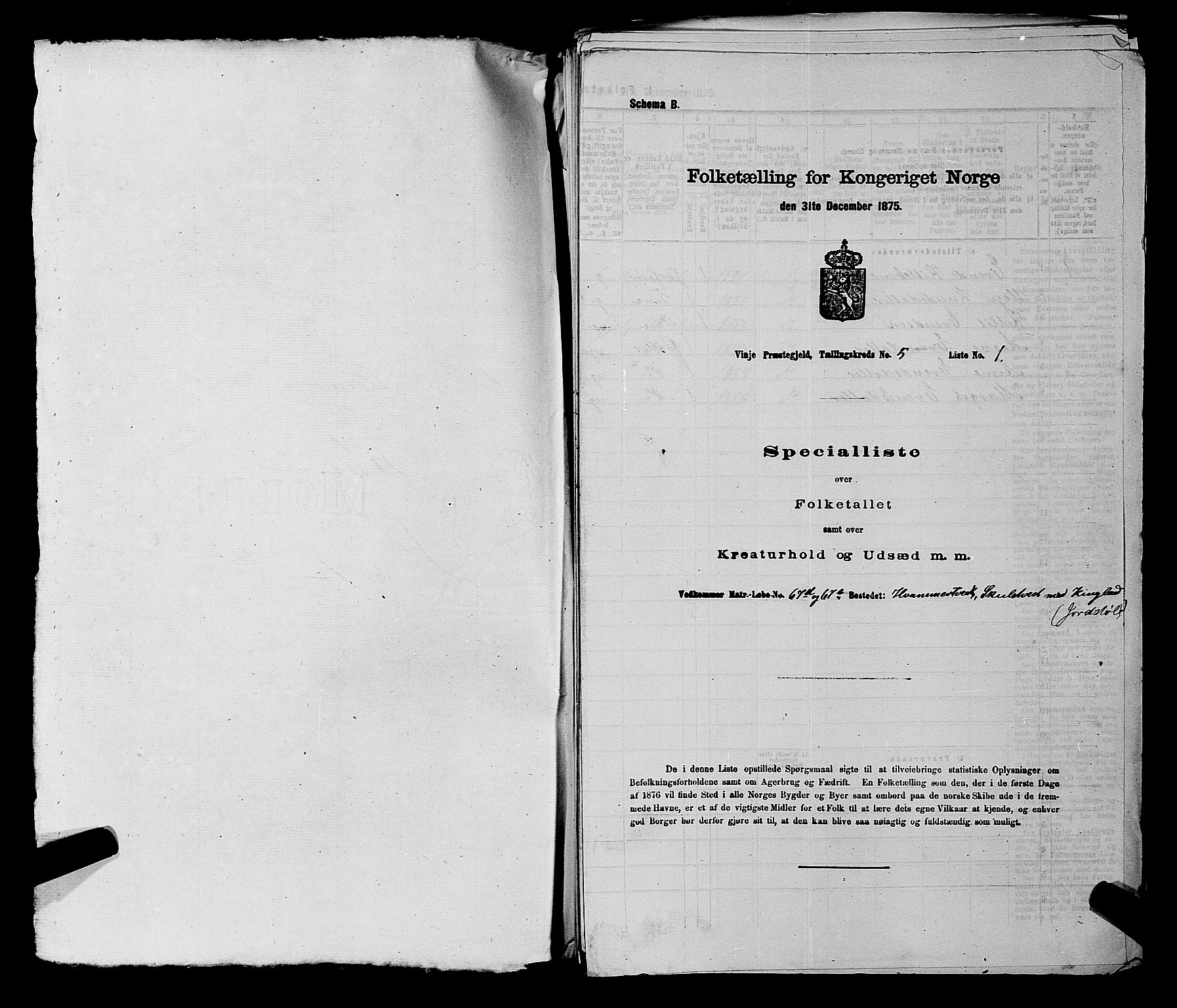 SAKO, 1875 census for 0834P Vinje, 1875, p. 351