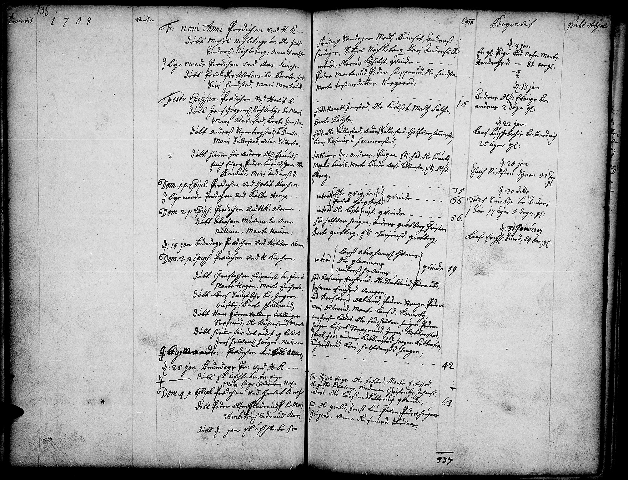 Toten prestekontor, SAH/PREST-102/H/Ha/Haa/L0001: Parish register (official) no. 1, 1695-1713, p. 135