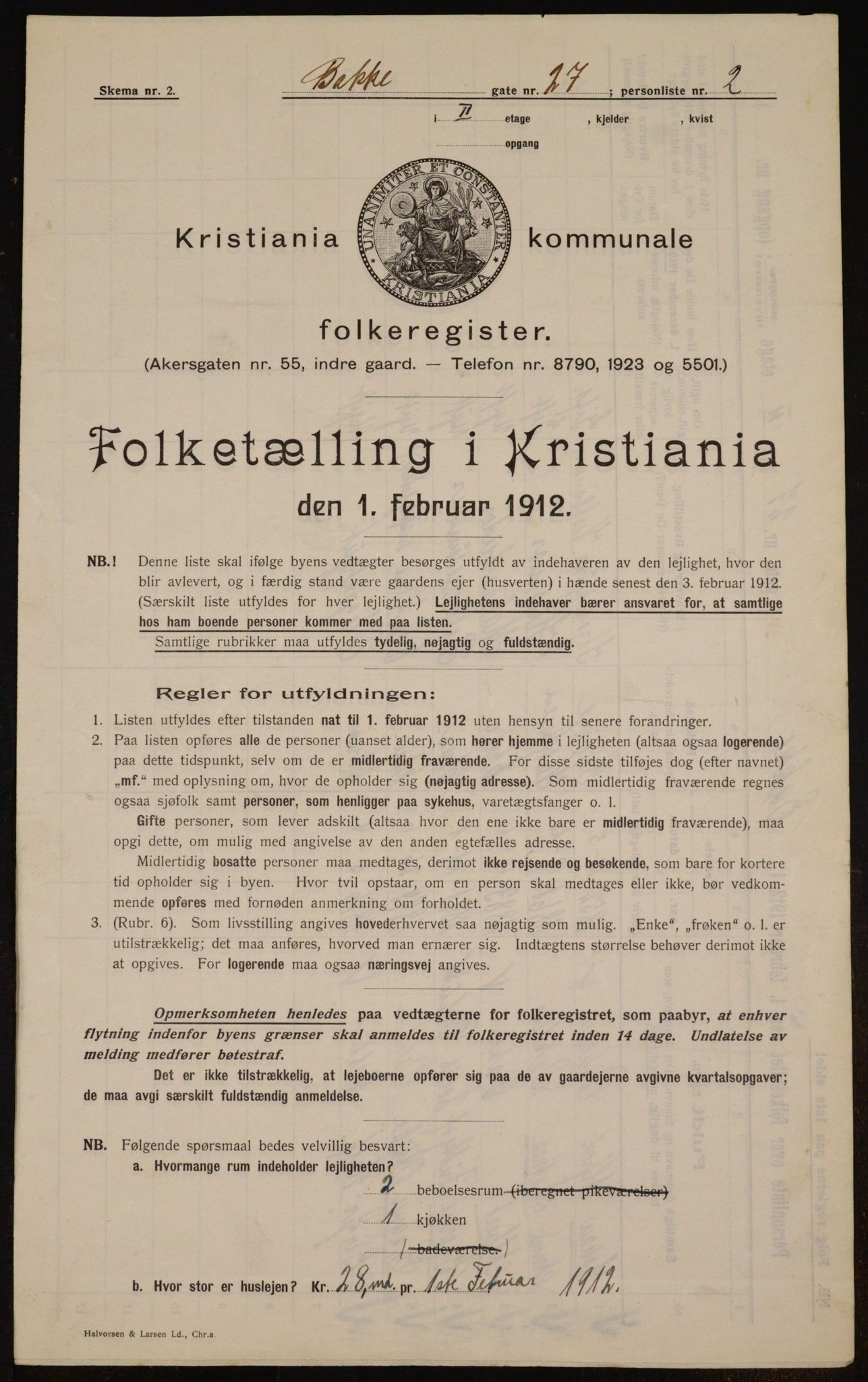 OBA, Municipal Census 1912 for Kristiania, 1912, p. 2929