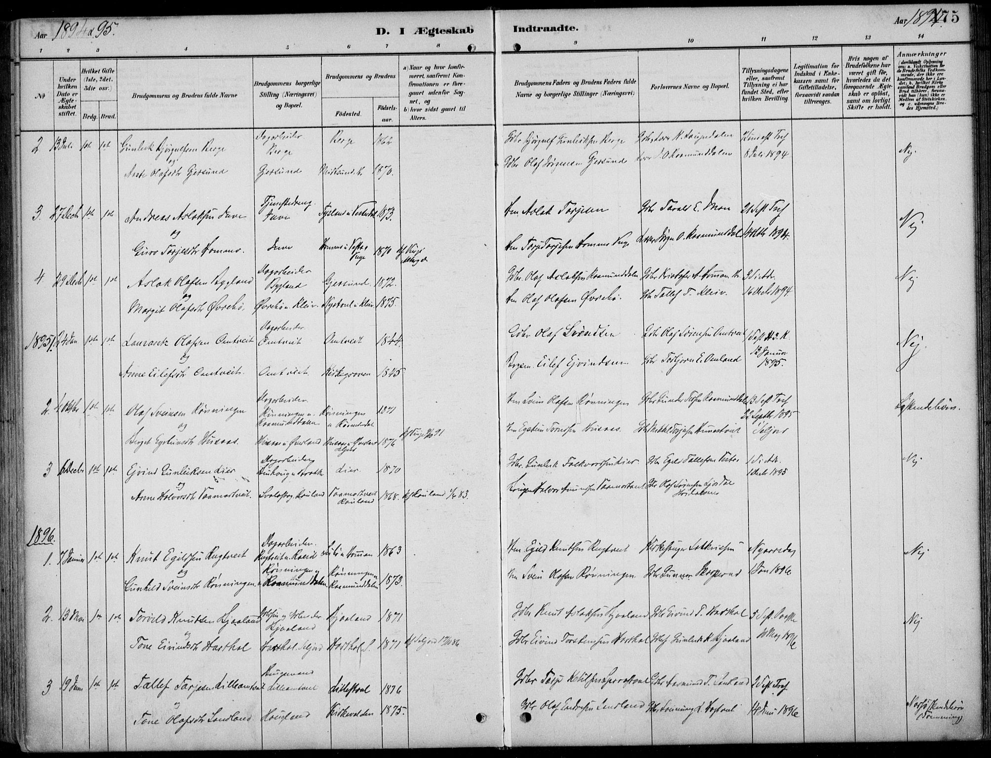 Kviteseid kirkebøker, AV/SAKO-A-276/F/Fb/L0002: Parish register (official) no. II 2, 1882-1916, p. 175