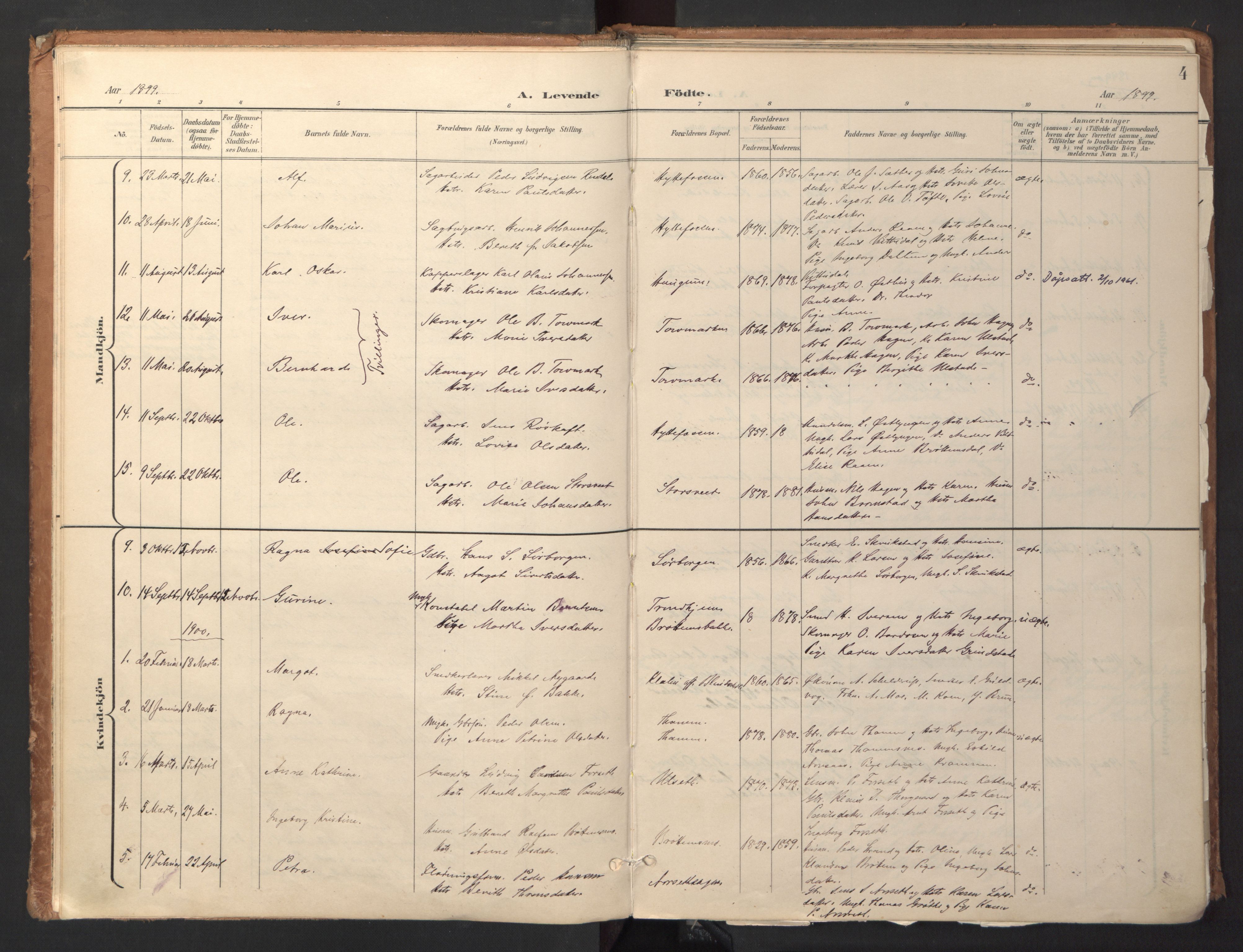 Ministerialprotokoller, klokkerbøker og fødselsregistre - Sør-Trøndelag, SAT/A-1456/618/L0448: Parish register (official) no. 618A11, 1898-1916, p. 4