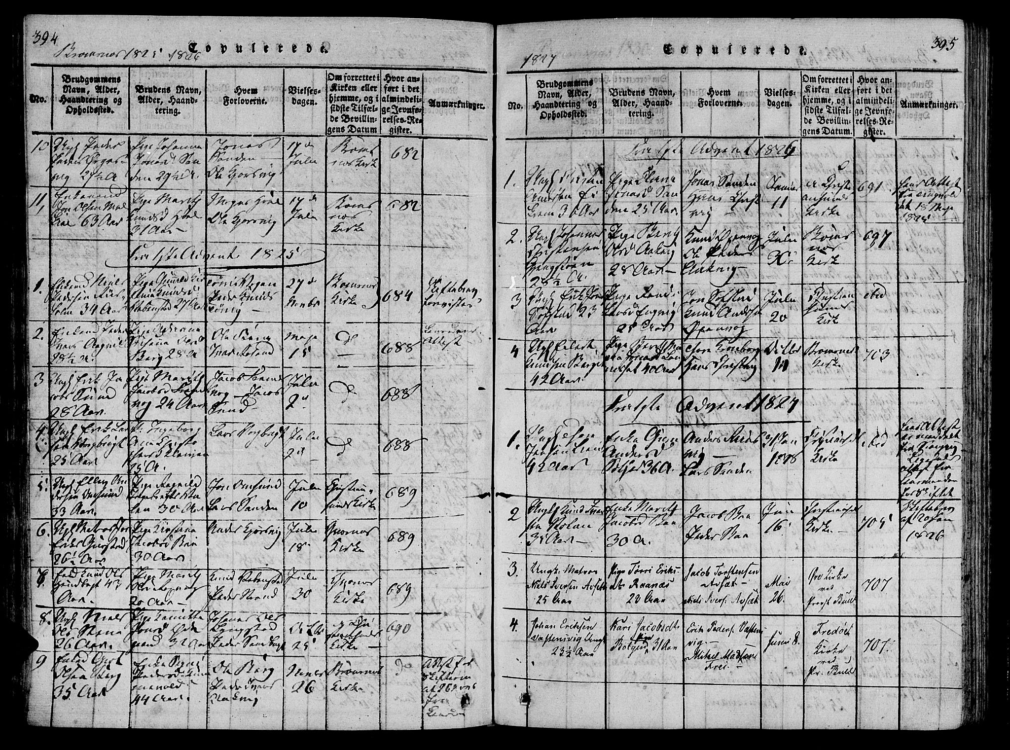 Ministerialprotokoller, klokkerbøker og fødselsregistre - Møre og Romsdal, SAT/A-1454/568/L0800: Parish register (official) no. 568A09 /2, 1820-1830, p. 394-395