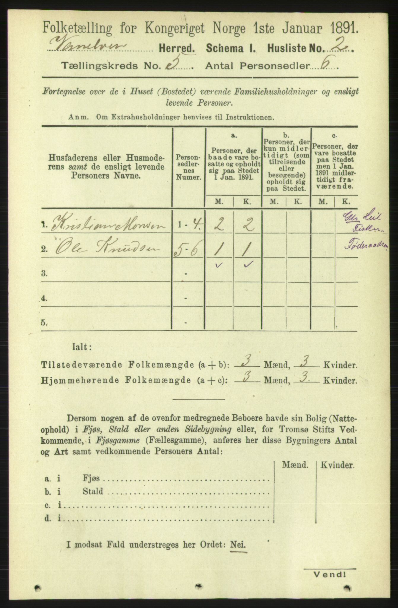 RA, 1891 census for 1511 Vanylven, 1891, p. 2100