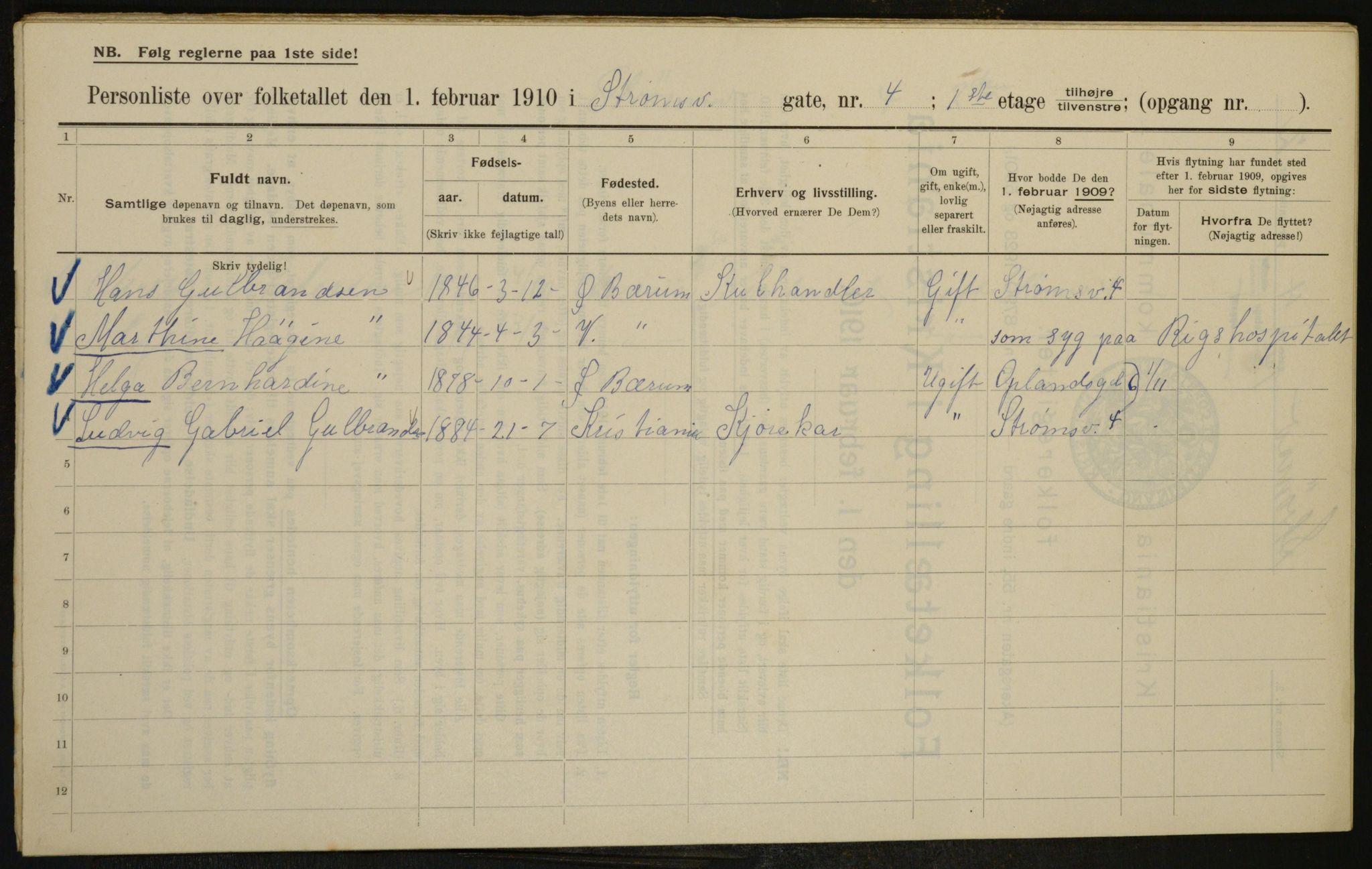 OBA, Municipal Census 1910 for Kristiania, 1910, p. 98682