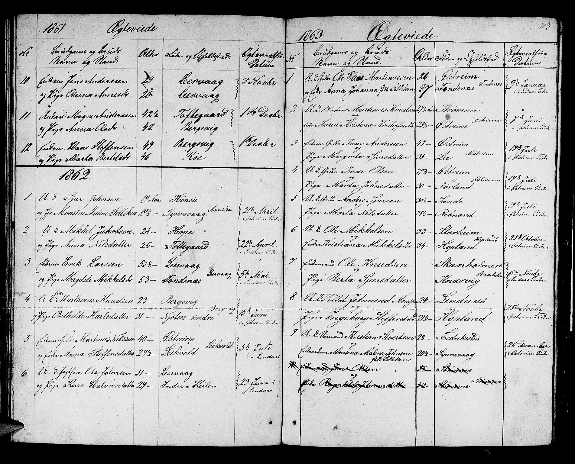 Lindås Sokneprestembete, AV/SAB-A-76701/H/Hab/Habc/L0001: Parish register (copy) no. C 1, 1853-1867, p. 103