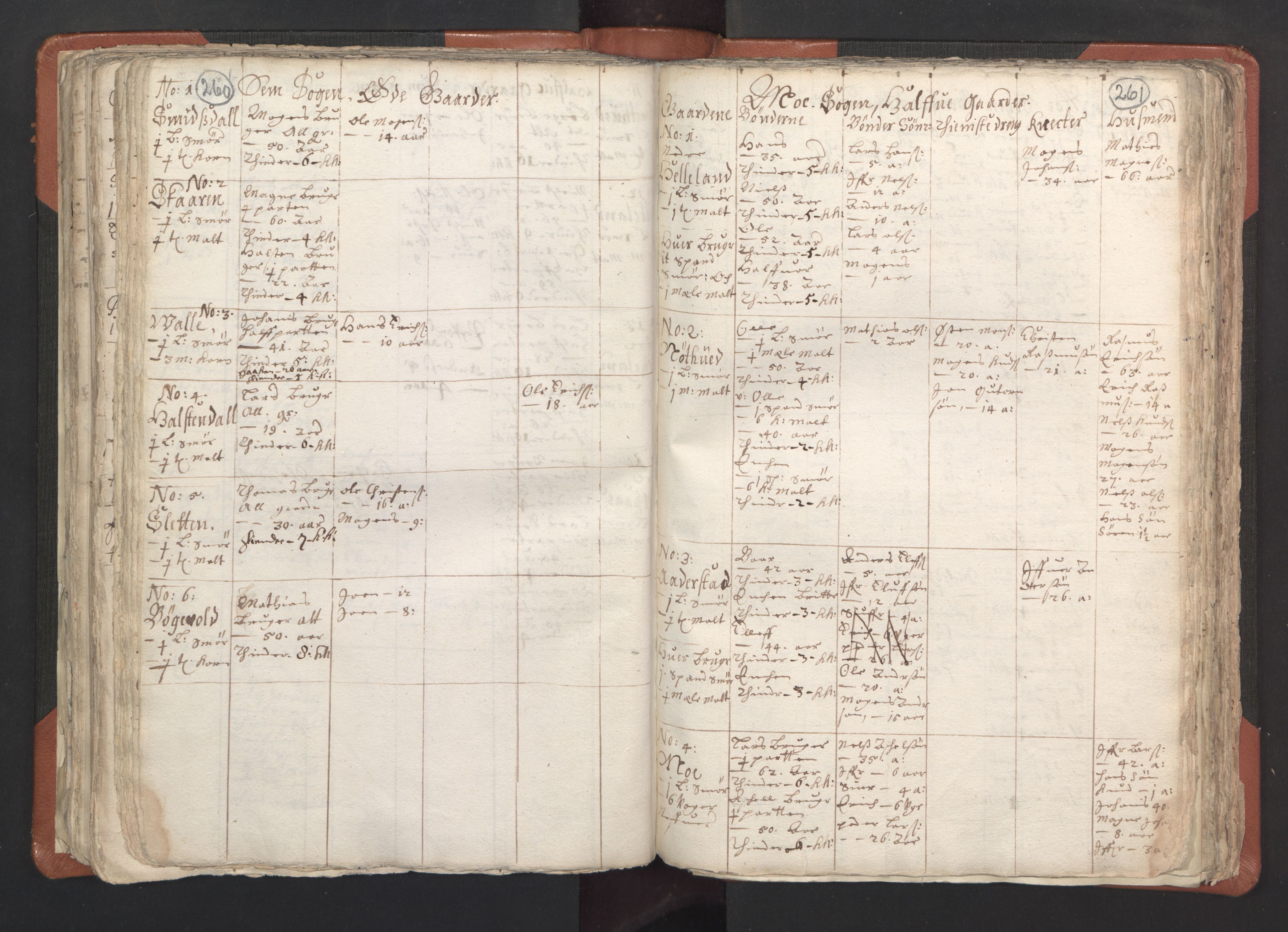RA, Vicar's Census 1664-1666, no. 22: Nordhordland deanery, 1664-1666, p. 260-261