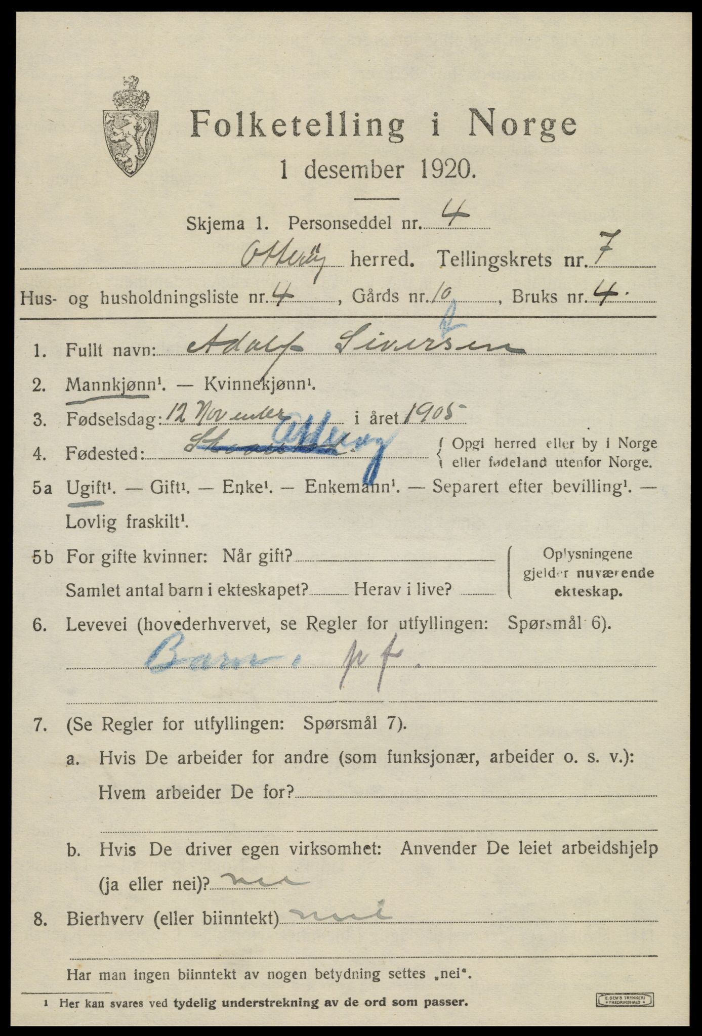 SAT, 1920 census for Otterøy, 1920, p. 2633